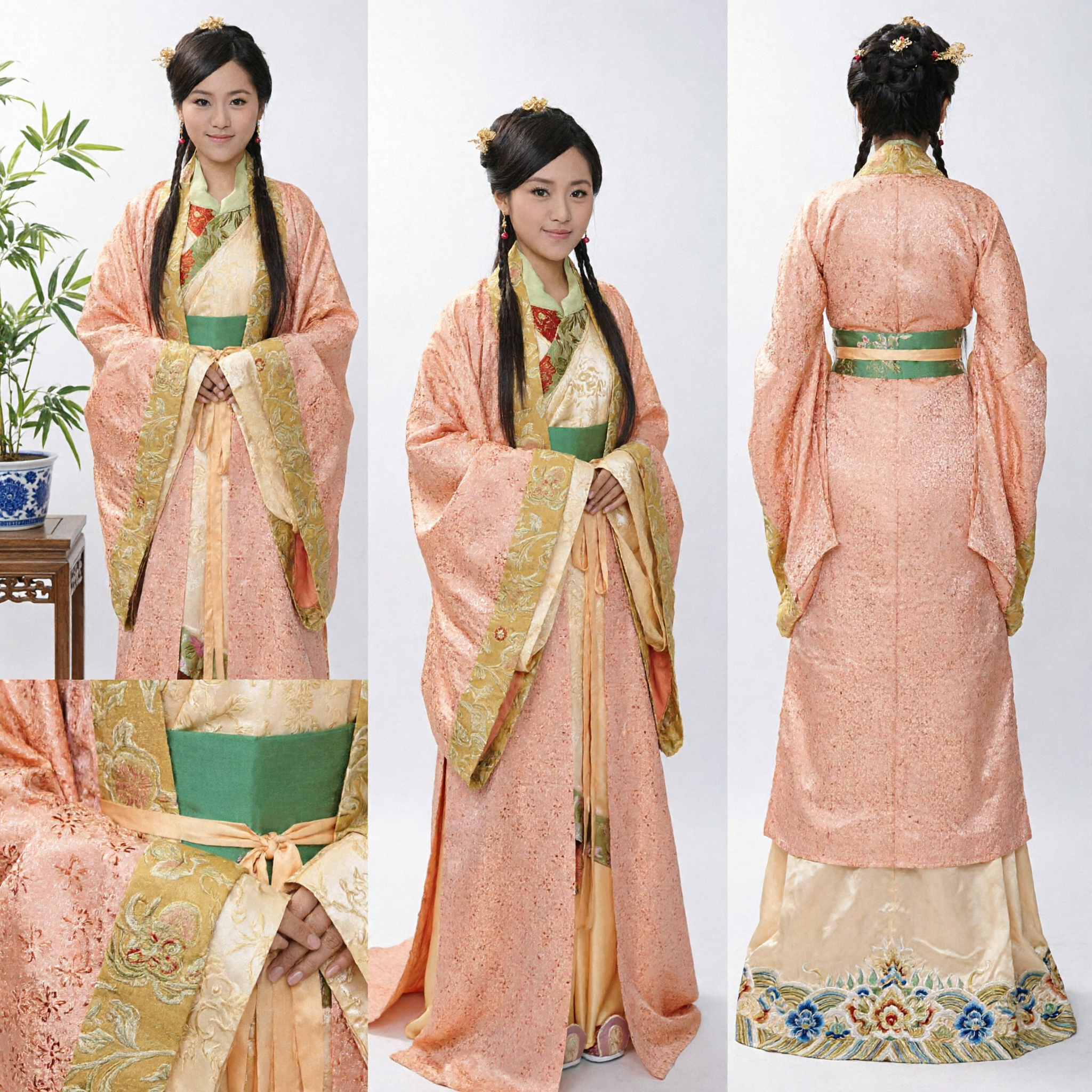 Oud Chinees Hanfu-kostuum Traditioneel Perzik en Goud Prinses Gewaad voor Vrouwen Cosplay Optreden - Asian Costume