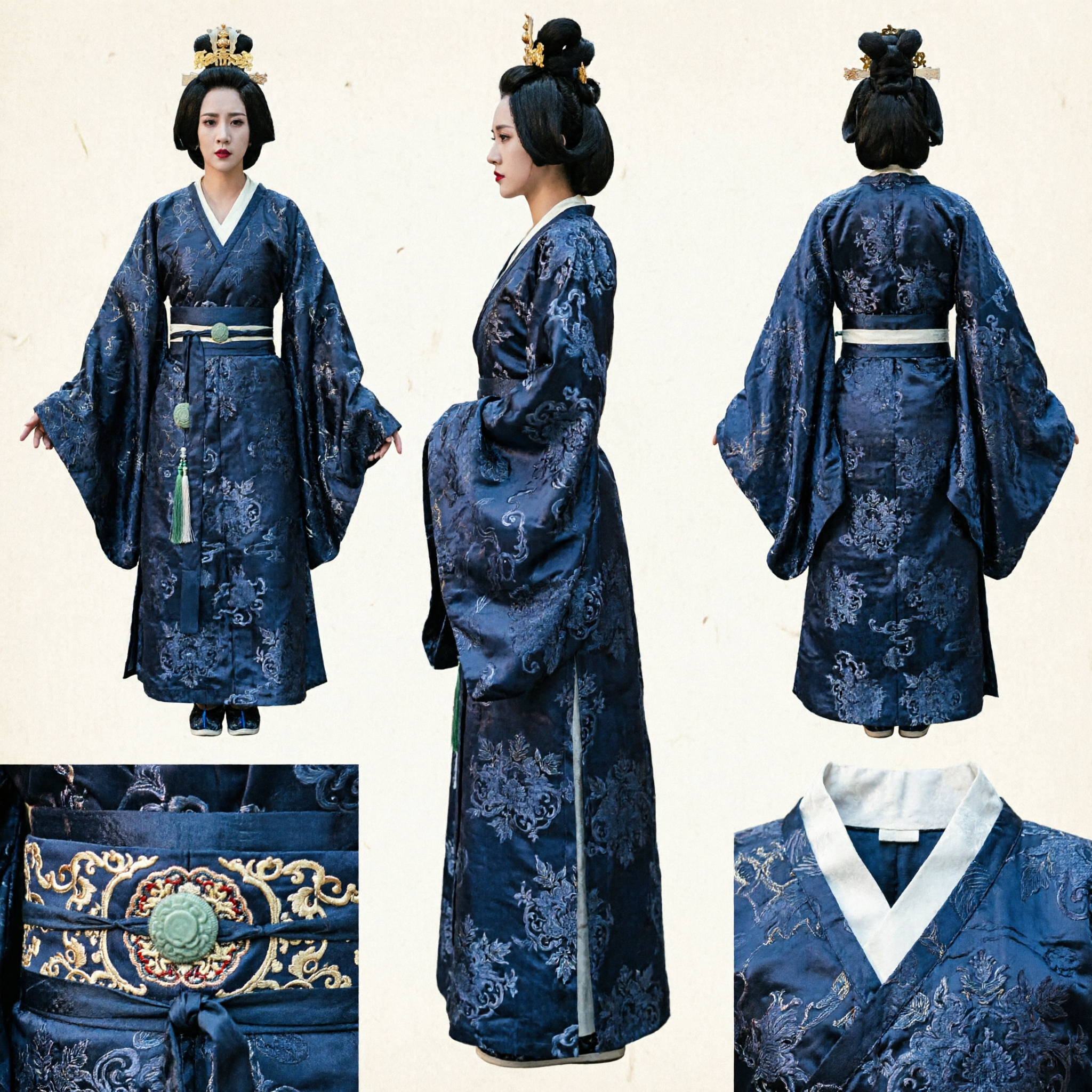Costume Hanfu chinois ancien, robe noire traditionnelle à manches larges pour femmes, cosplay de drame historique - Asian Costume