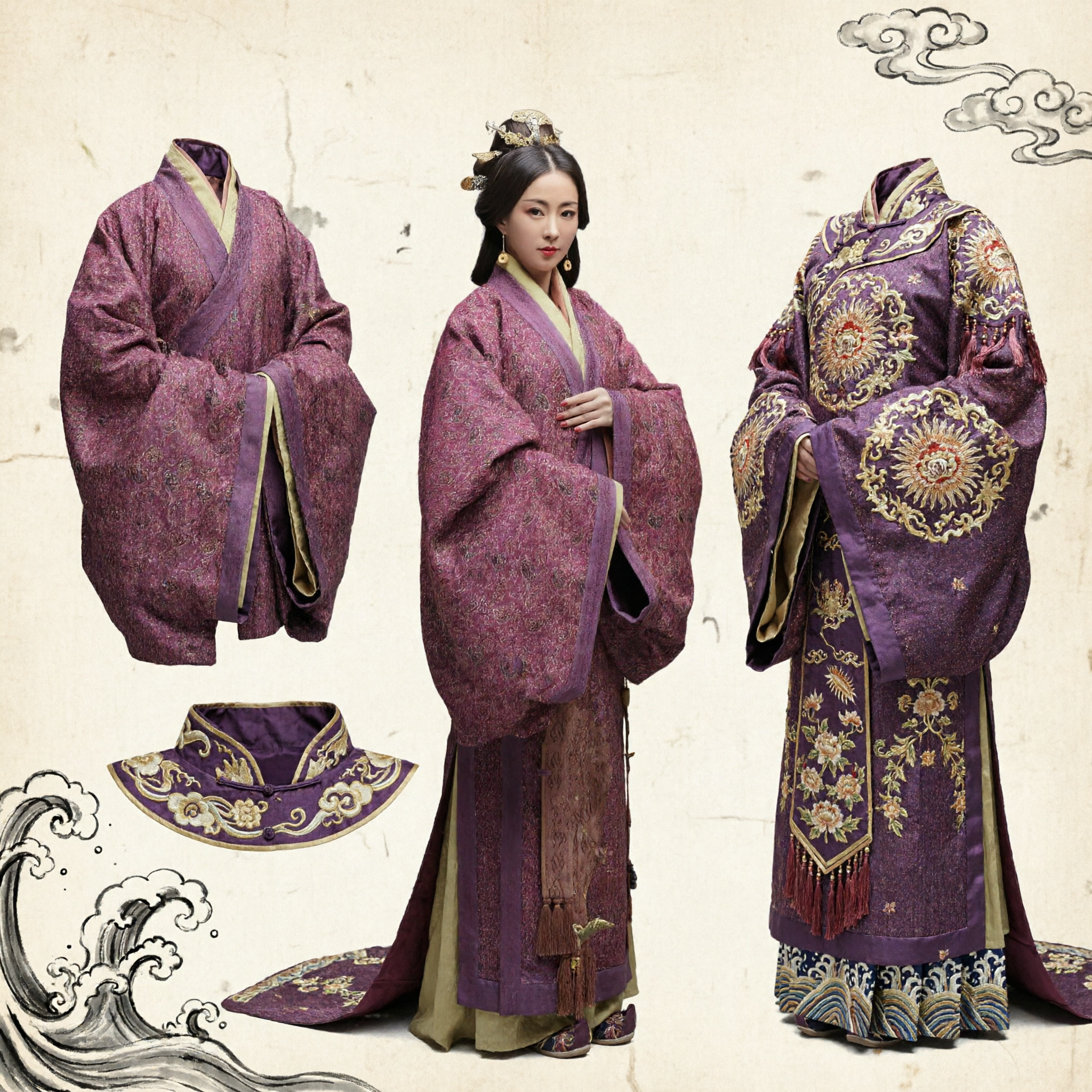 Veste Hanfu elegante viola da principessa cinese antica tradizionale per donne, cosplay e spettacoli storici - Asian Costume