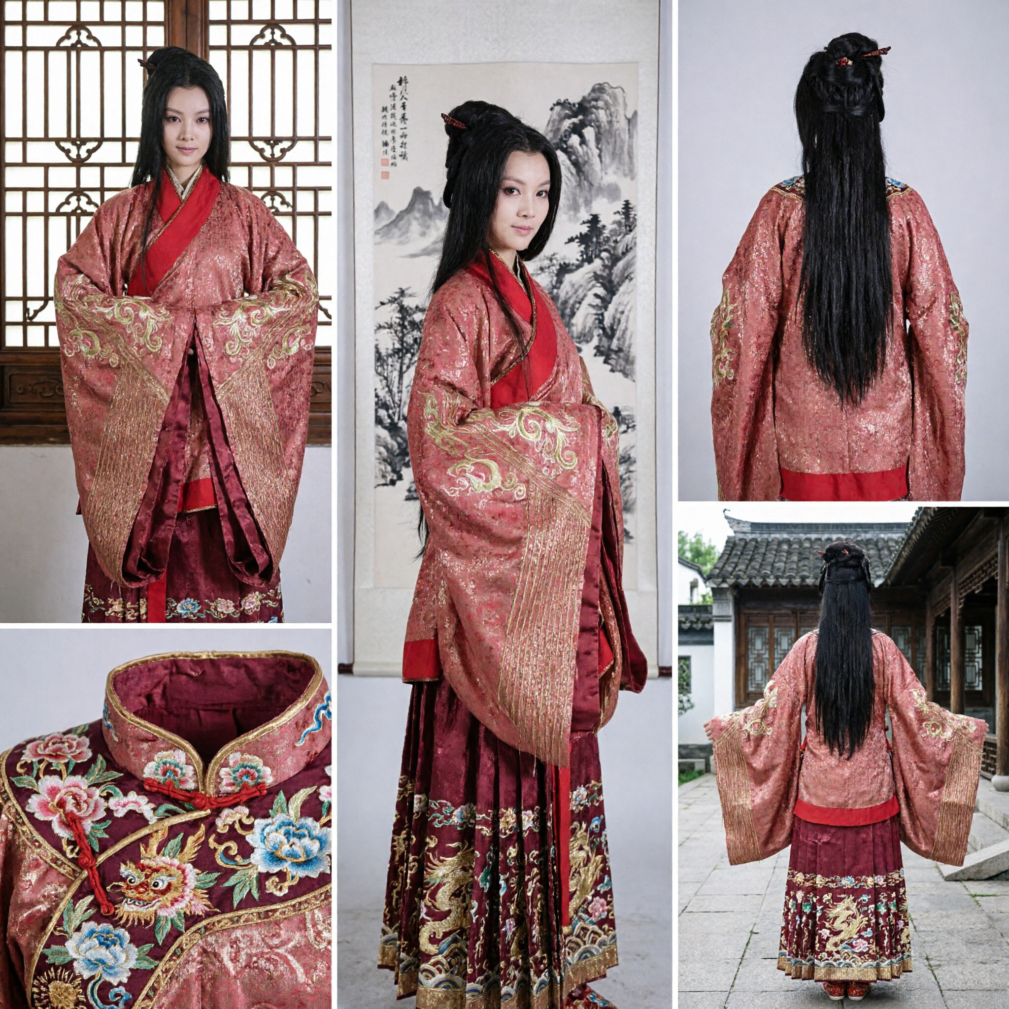 Costume Hanfu rouge chinois ancien avec broderie dorée, tenue historique traditionnelle pour femmes, cosplay - Asian Costume