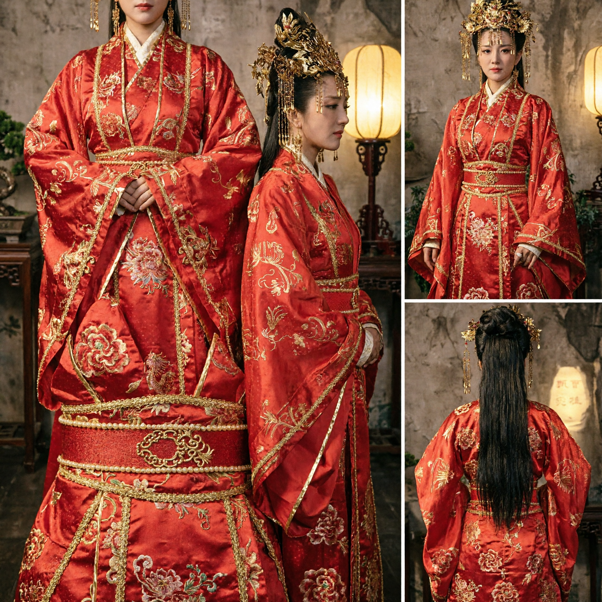 Traje de emperatriz tradicional chino, túnica Hanfu roja con bordados dorados, ropa antigua para mujeres, cosplay y actuación - Asian Costume
