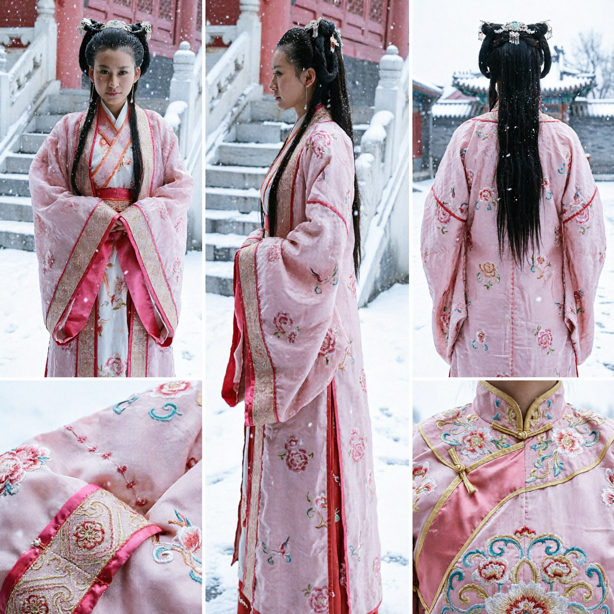 ピンクの伝統的中国漢服 女性用古代姫ローブ 武侠ドラマコスプレ衣装 - Asian Costume