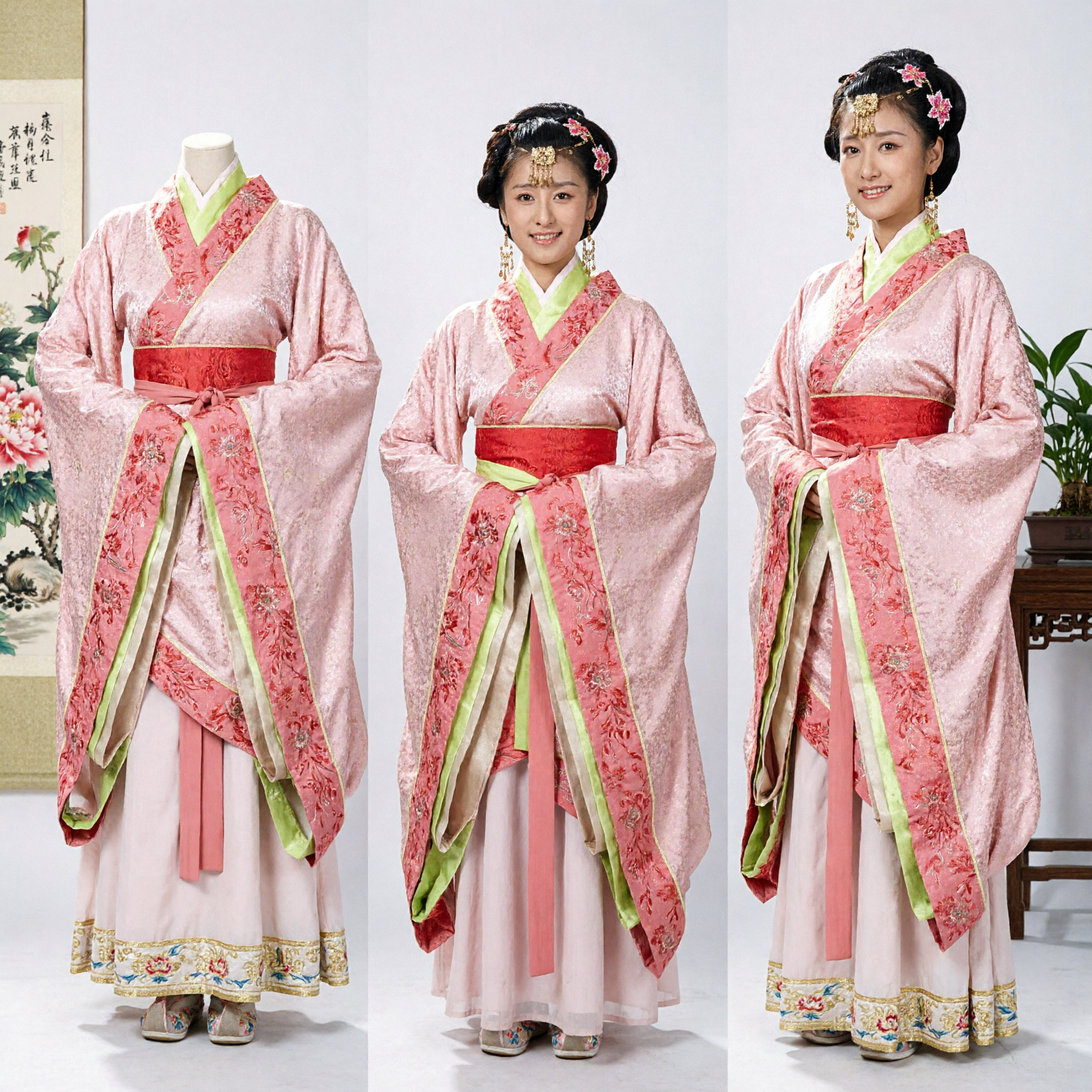 Costume Hanfu Cinese Antico Abito Tradizionale da Principessa Rosa e Verde per Cosplay e Spettacoli Donne - Asian Costume