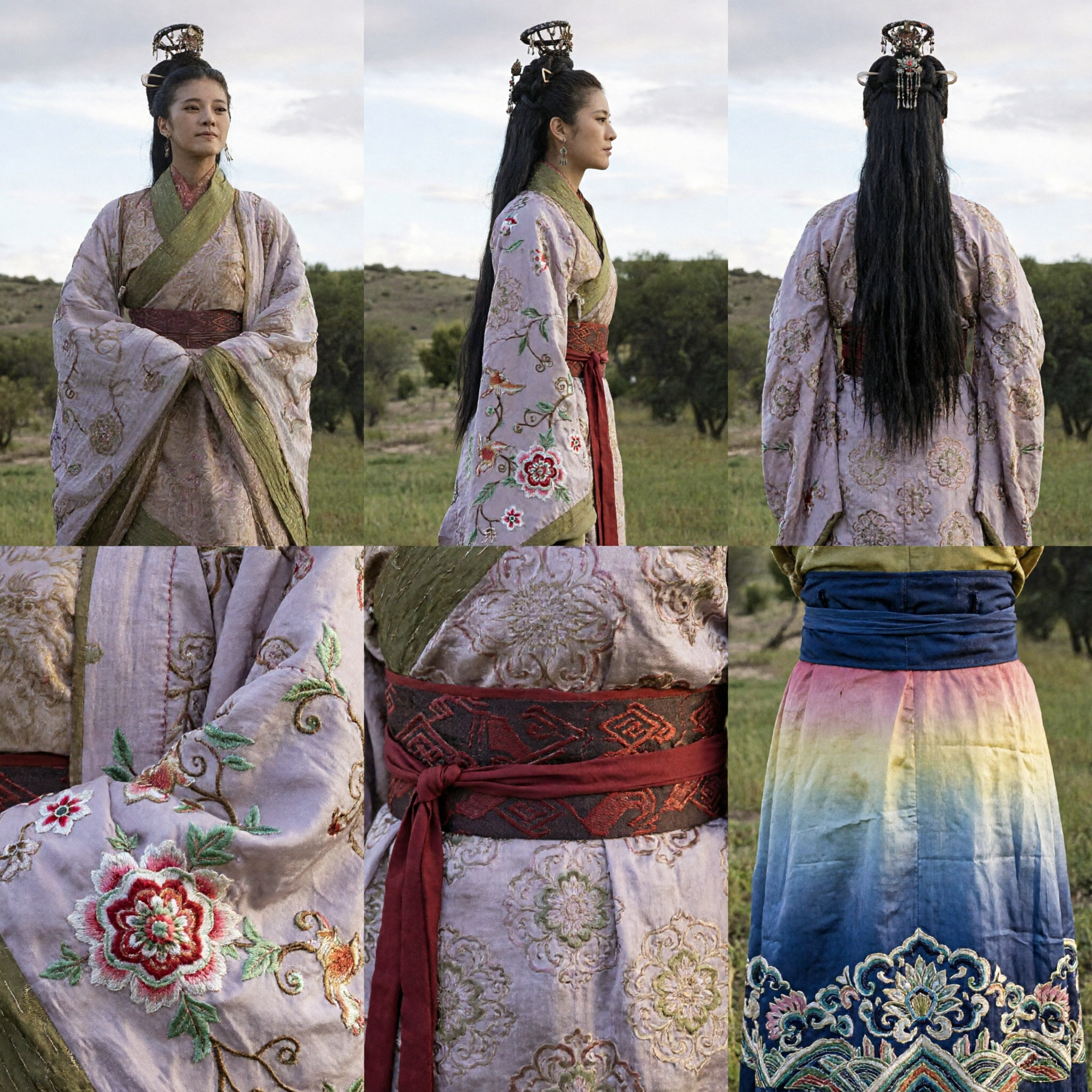 Antikes chinesisches Hanfu-Kostüm Frauen Drei-Reiche-Periode Historien-Drama Cosplay Kleid grünes beiges Gewand - Asian Costume