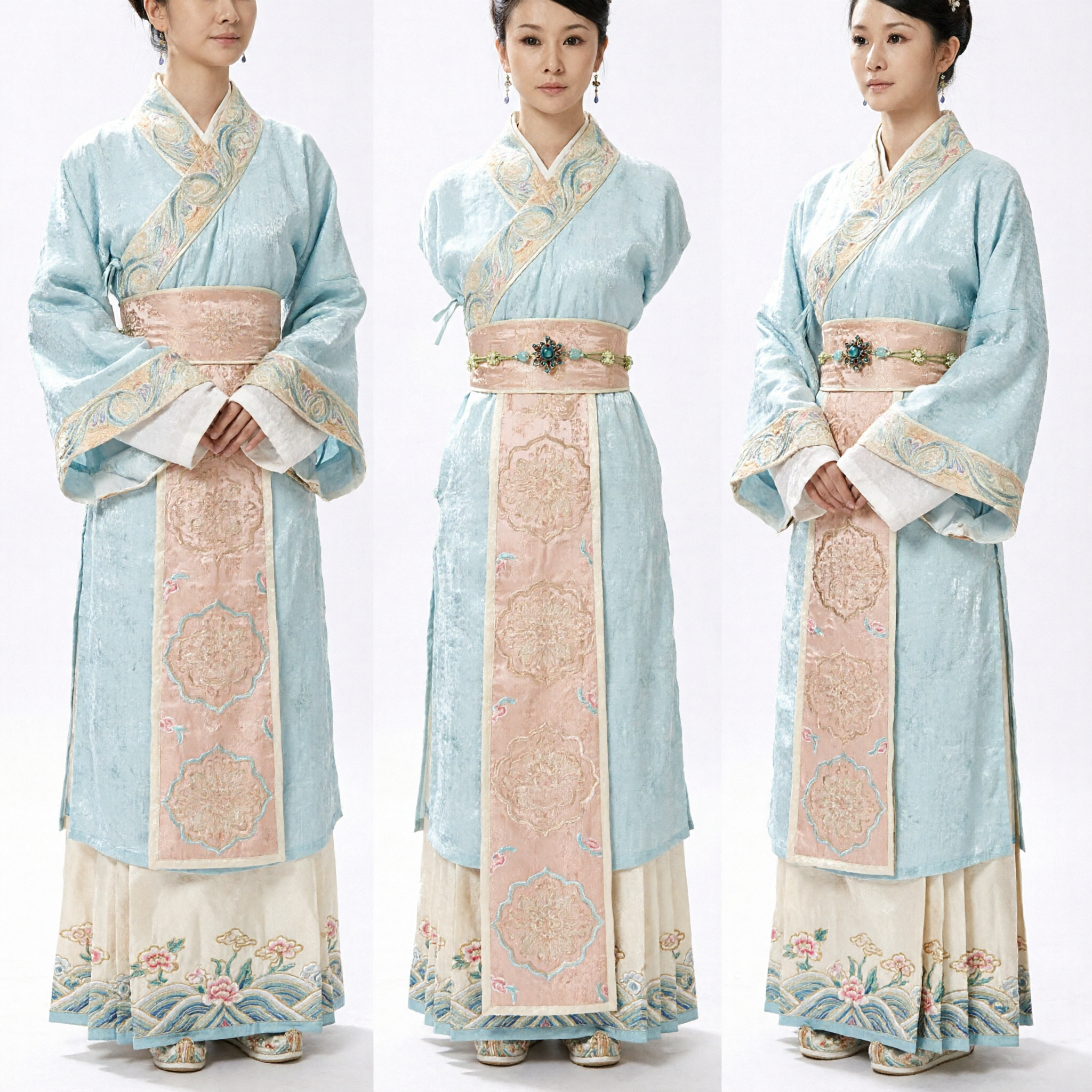 Costume Hanfu Antico Cinese per Donne Abito da Principessa Dinastia Han Azzurro Chiaro Veste Tradizionale Ricamata per Cosplay - Asian Costume
