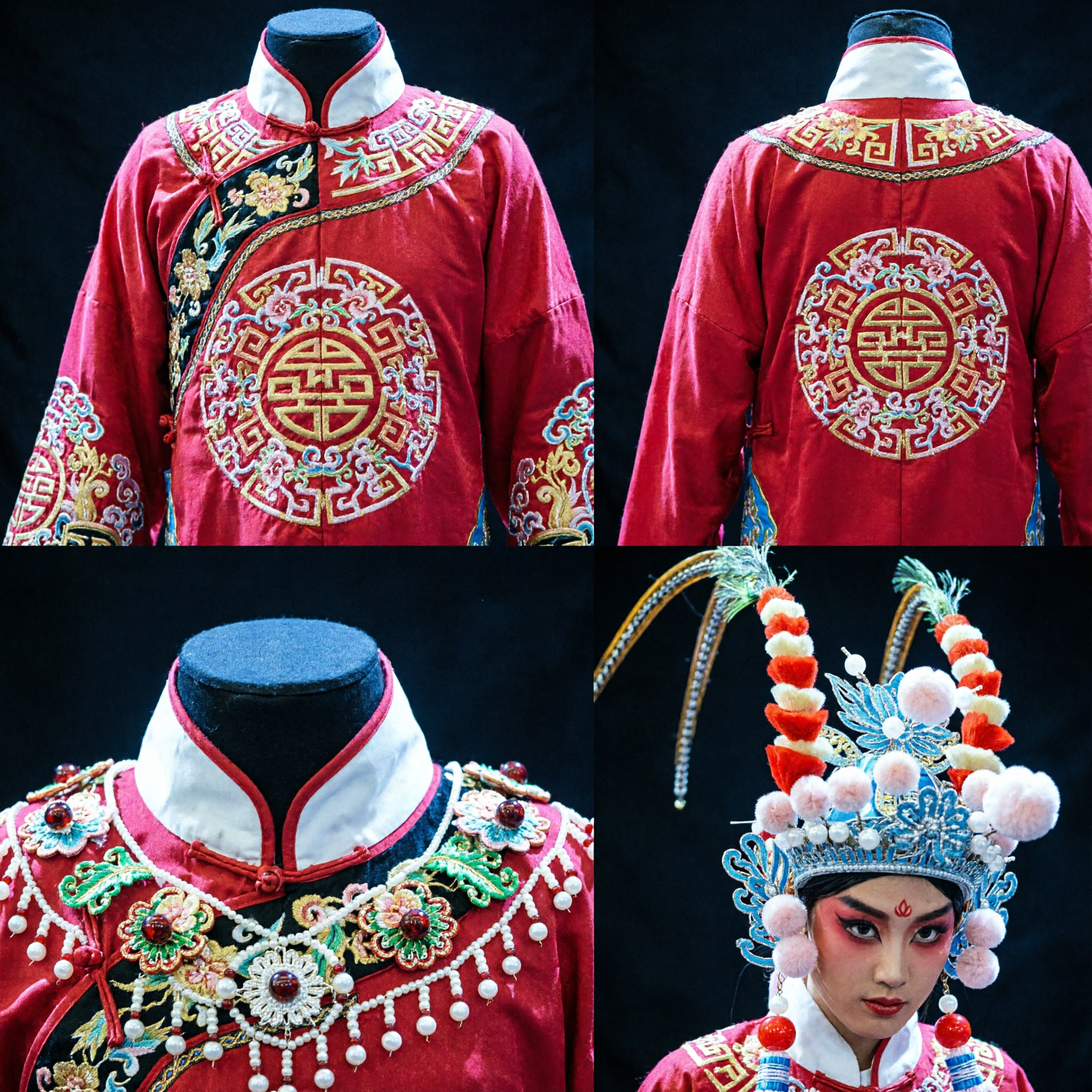 Costume professionnel de l'Opéra de Pékin avec coiffe à longues plumes de faisan pour les représentations scéniques traditionnelles - Asian Costume