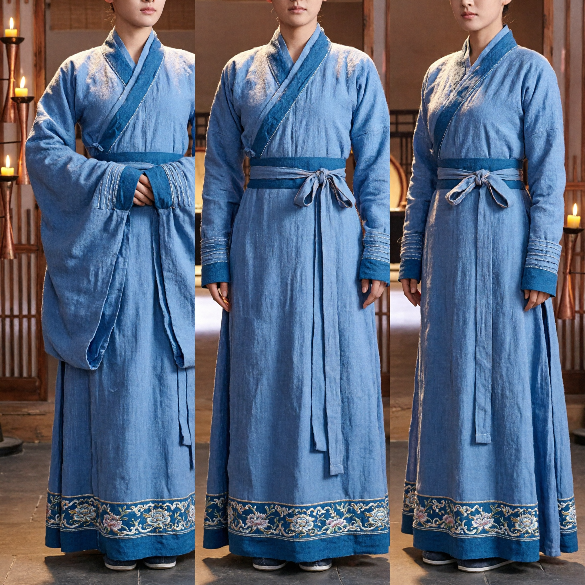 Tradycyjny niebieski strój Hanfu, starożytna suknia szermierki Wuxia do sztuk walki i cosplayu dla kobiet - Asian Costume