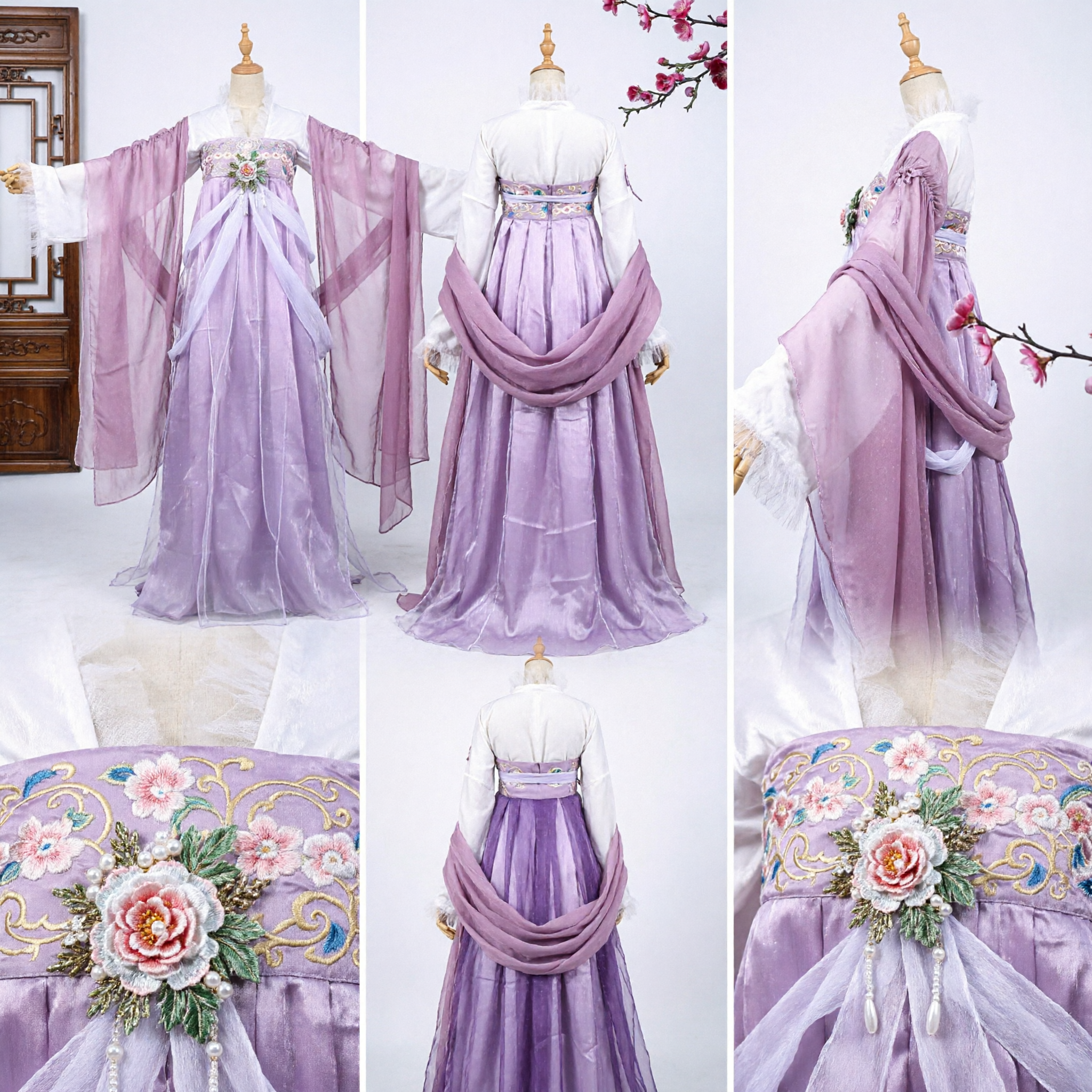 Lila antikes chinesisches Hanfu-Kleid, traditionelles Tang-Dynastie Palastkostüm für Frauen Cosplay-Auftritt - Asian Costume