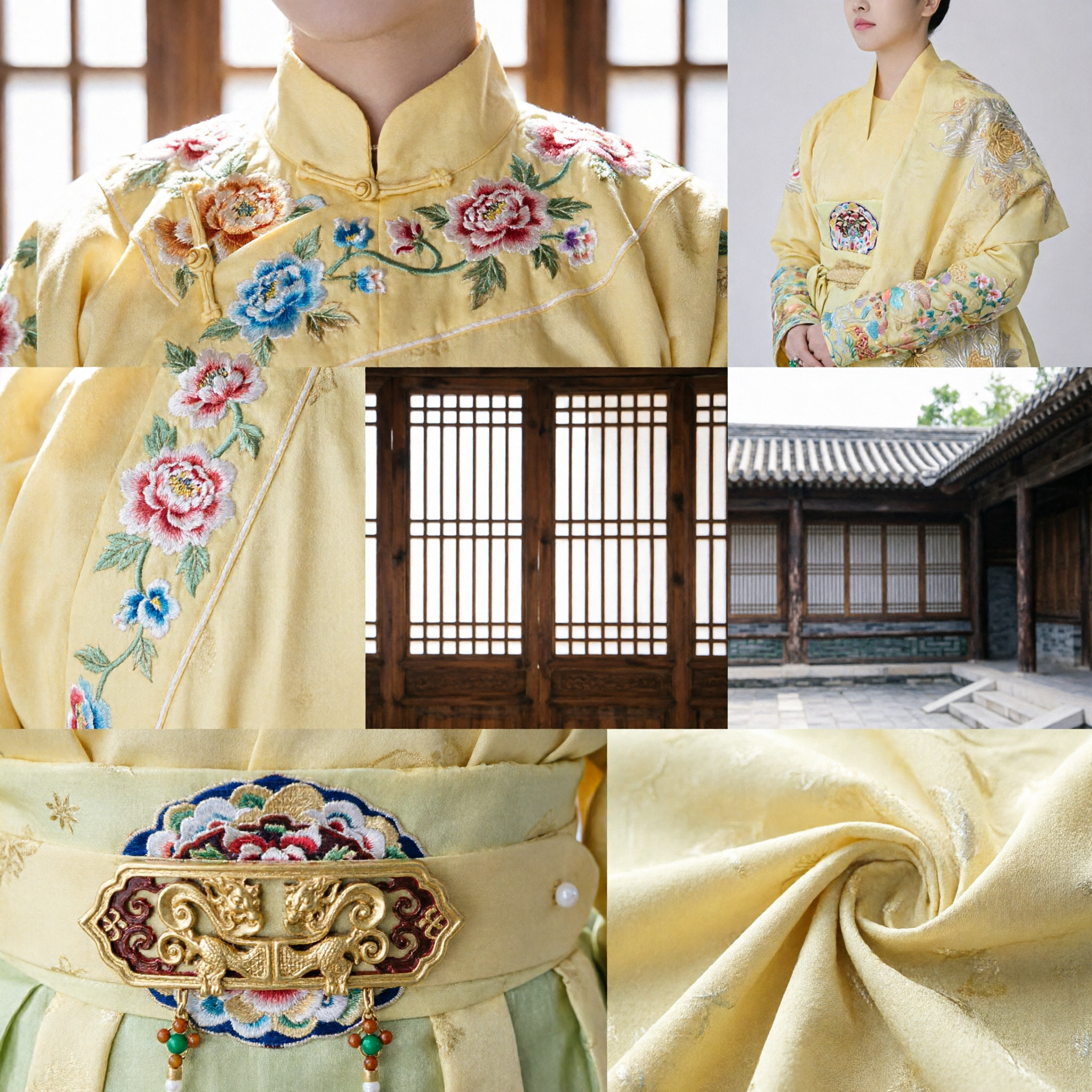 Robe Hanfu jaune brodée de princesse chinoise ancienne - Couronne dorée - Costume de cosplay de drame historique pour femmes - Asian Costume