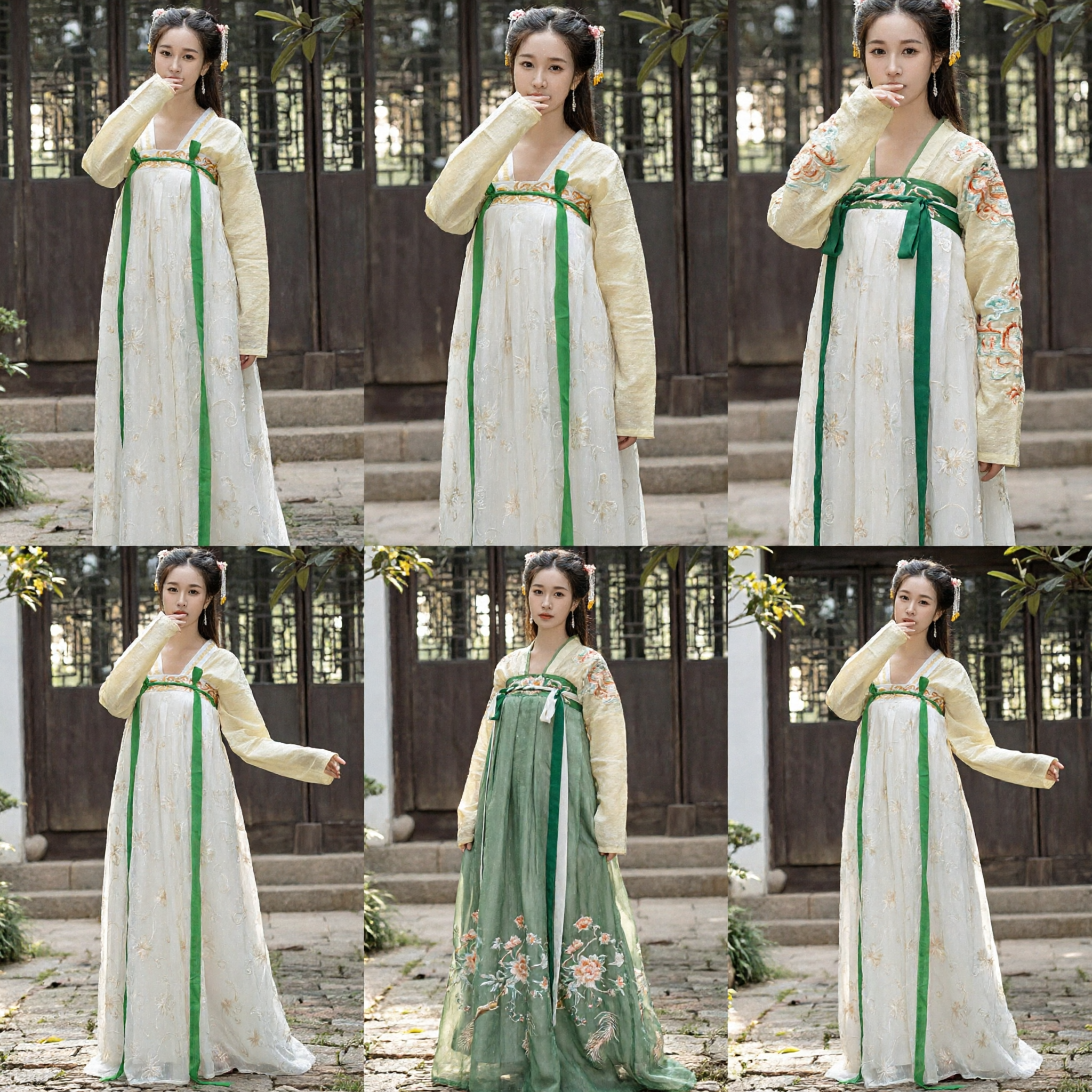 Traditional Chinese Tang Dynasty Palace Lady Hanfu Costume Ancient Yellow Embroidered Dress for Women - Asian Costume