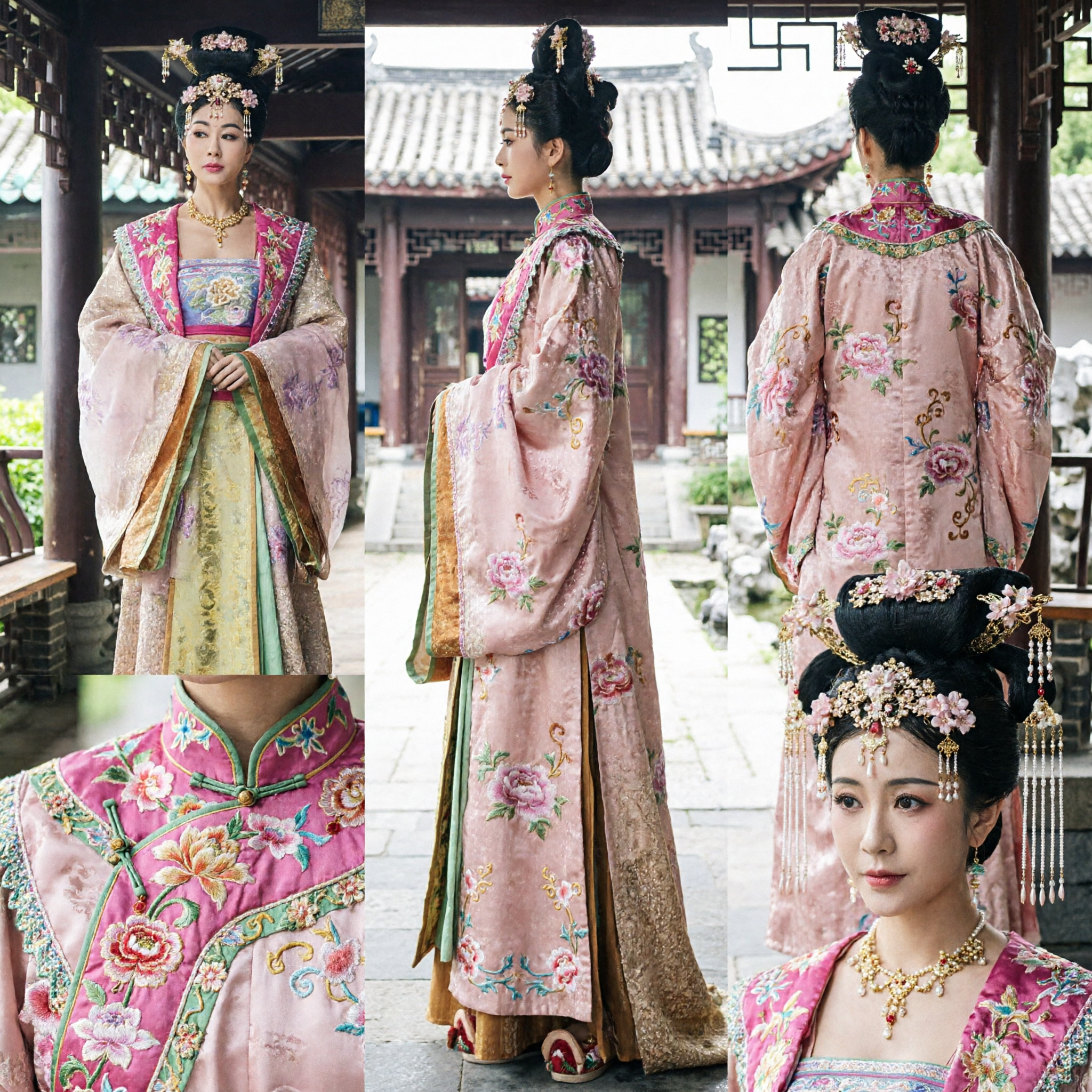 고대 중국 당나라 황후 의상 전통 한푸 드레스 - 여성 궁녀 코스프레 공연용 - Asian Costume