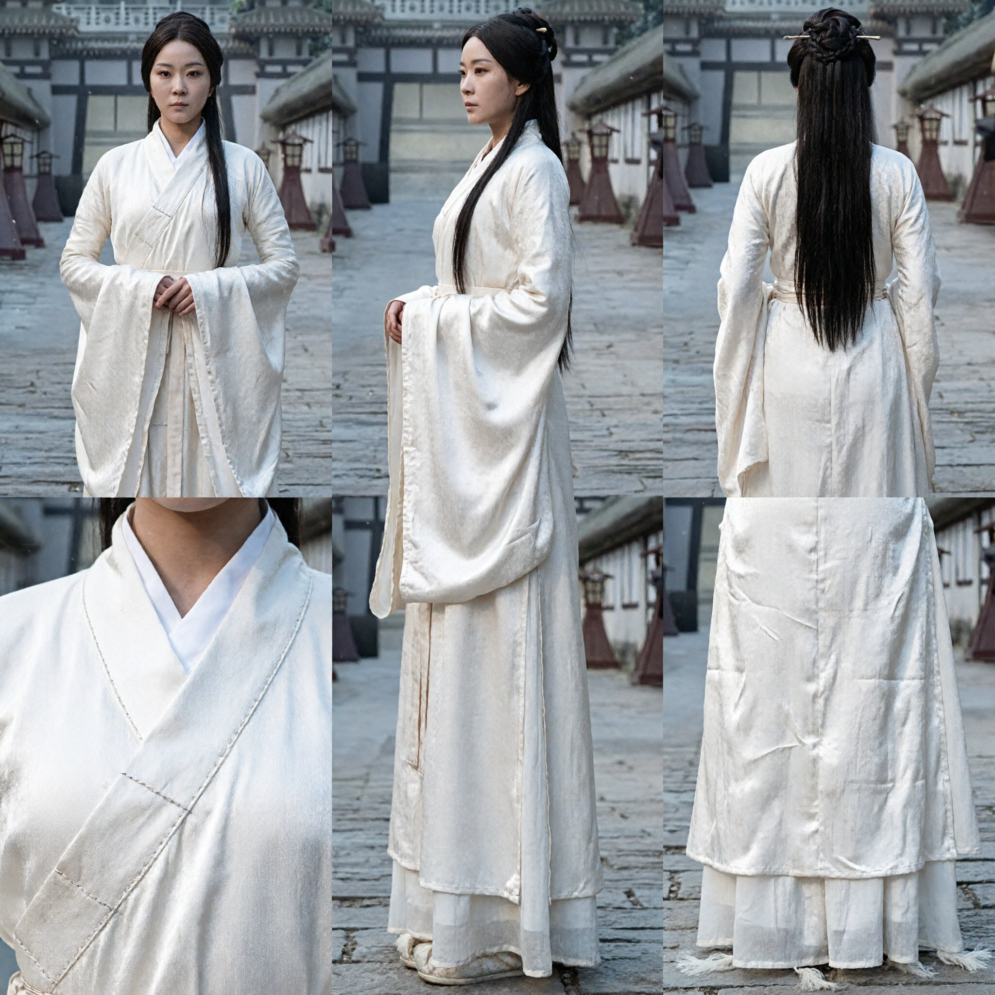 Elegant White Traditional Chinese Hanfu Robe Ancient Wuxia Costume for Women Cosplay - Asian Costume