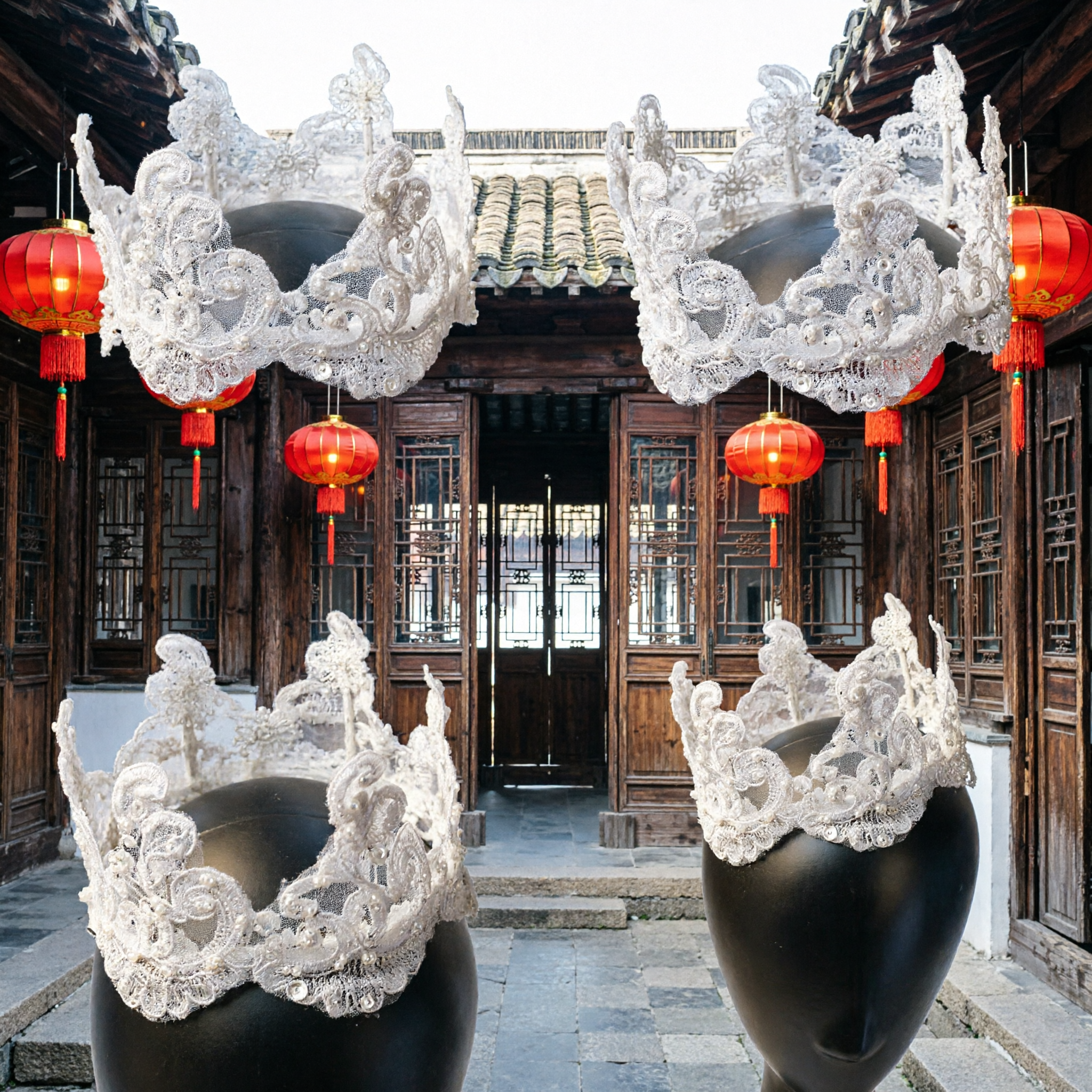 Изысканная белая кружевная корона-тиара для свадебной невесты, первого причастия, конкурса, традиционный народный головной убор - Asian Costume