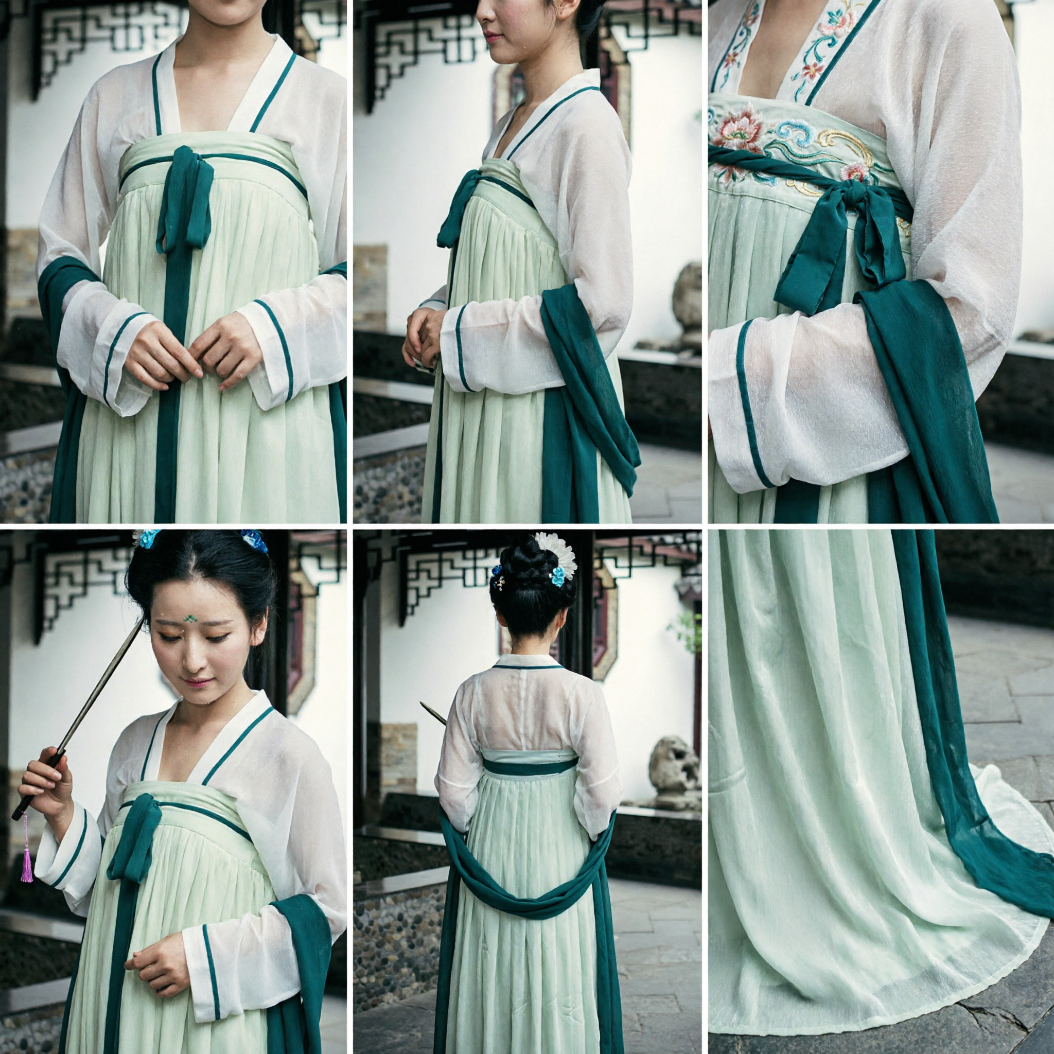 Elegantes Grünes Traditionelles Chinesisches Hanfu Tang-Dynastie Stil Antikes Kostümkleid für Damen Cosplay - Asian Costume