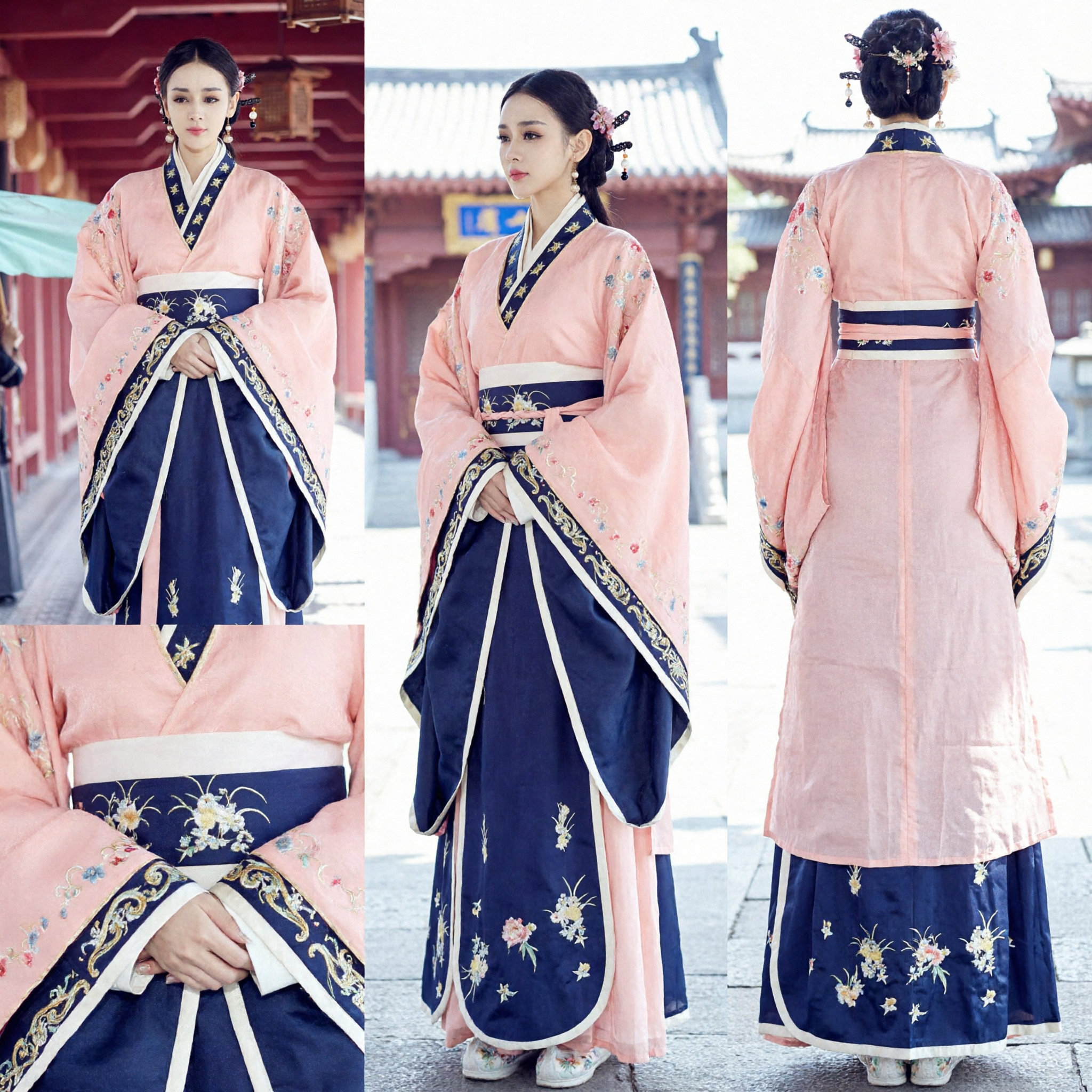Traditionelles Chinesisches Hanfu-Kostüm für Frauen Rosa Besticktes Palastprinzessinnenkleid Antike Kleidung für Fotografie und Cosplay - Asian Costume