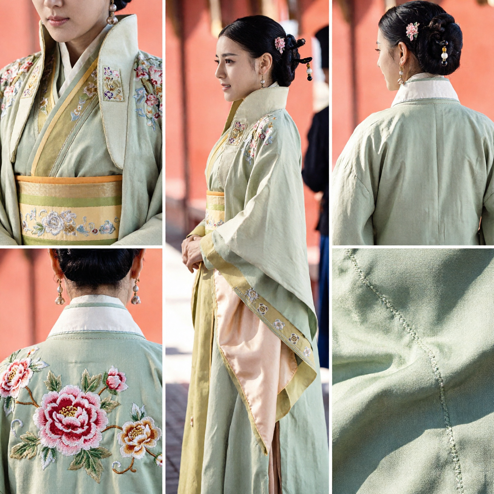 Chiński Tradycyjny Kostium Hanfu Starożytna Zielona Haftowana Szata Historyczna Suknia Cosplay dla Kobiet - Asian Costume