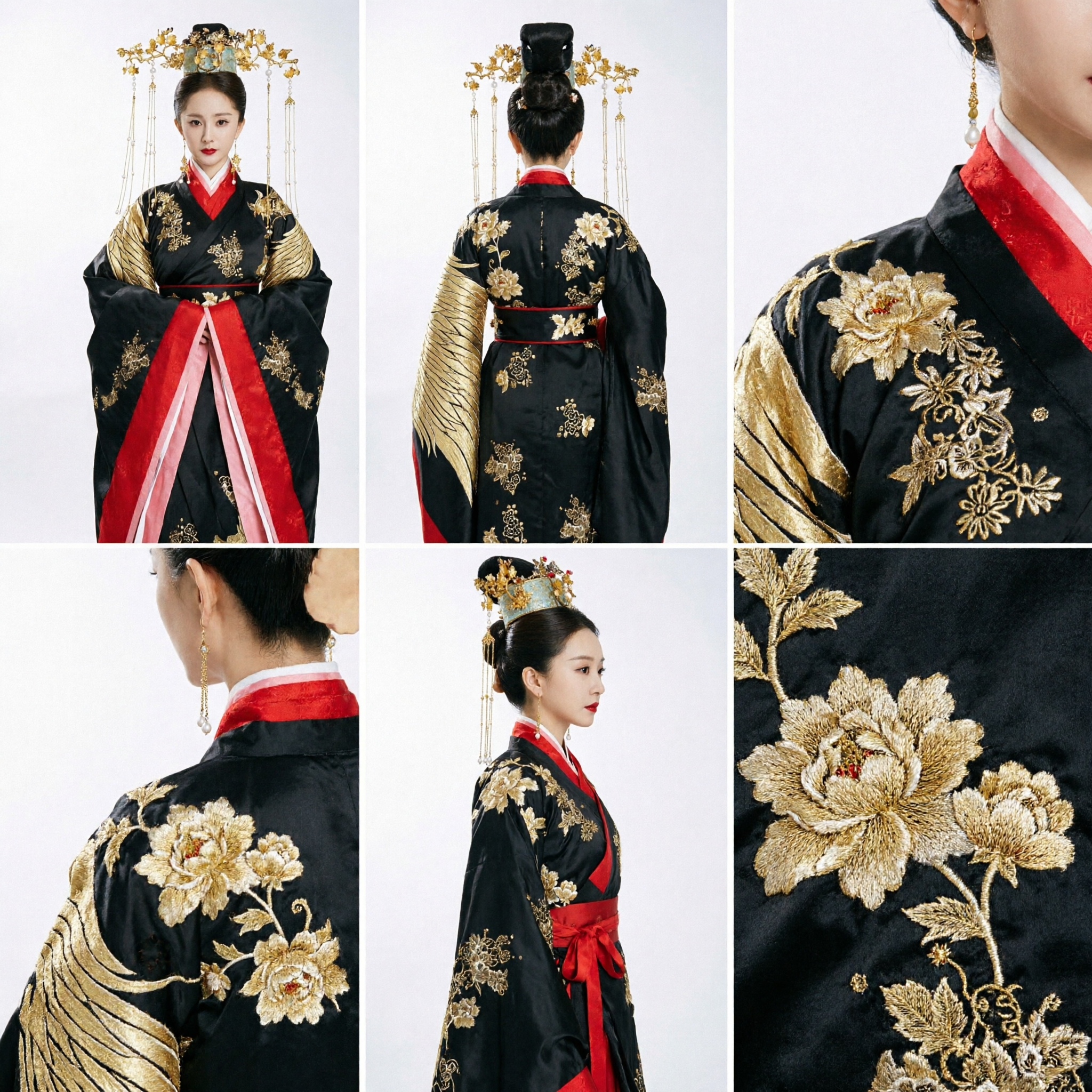 Traditionelles Antikes Chinesisches Kaiserinnen-Hanfu-Kostüm Schwarz-Gold Besticktes Palastköniginnenkleid für Frauen Cosplay - Asian Costume