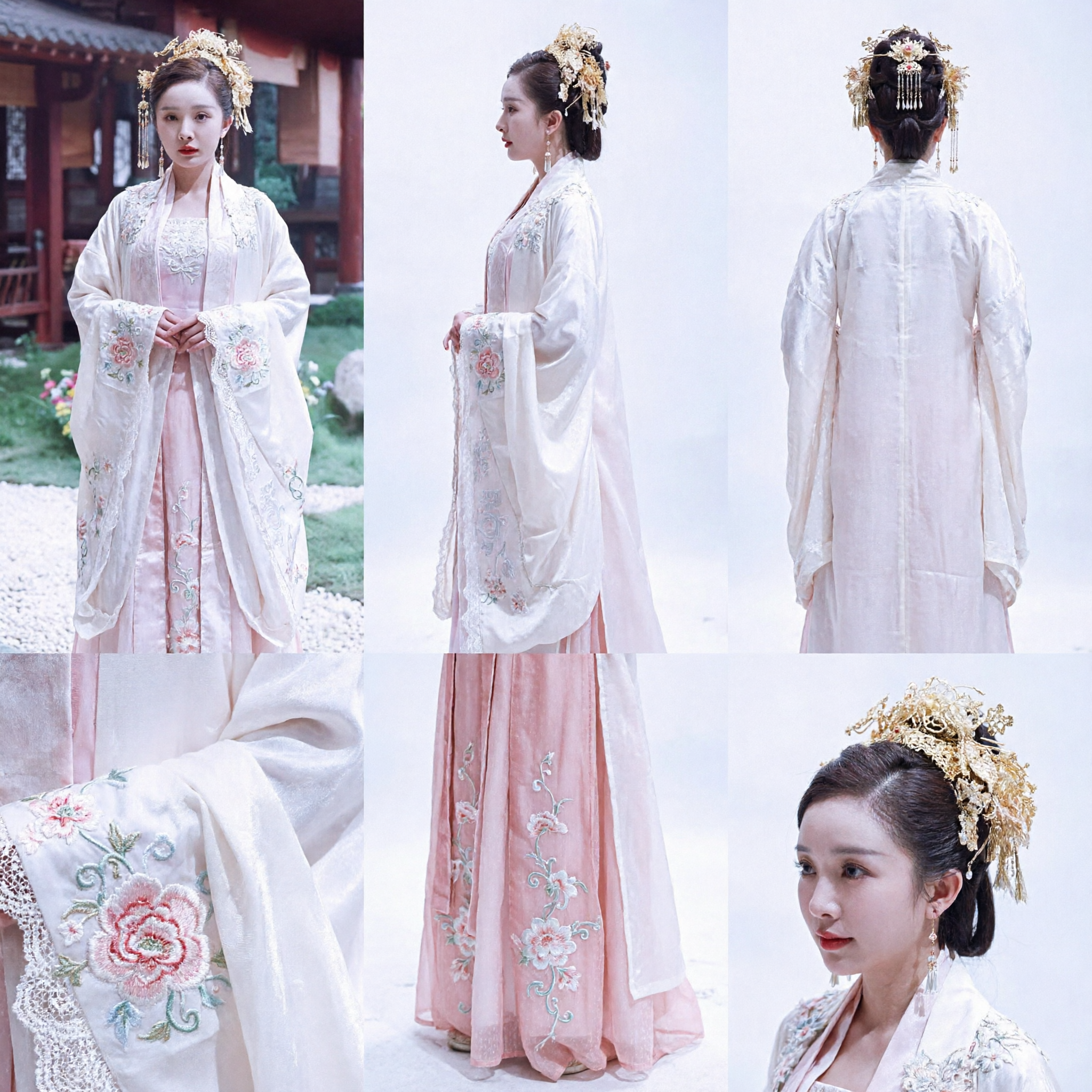 Costume da Principessa Hanfu della Dinastia Tang Cinese Antica Veste Ricamata Bianca Abito Rosa per Donne Cosplay - Asian Costume