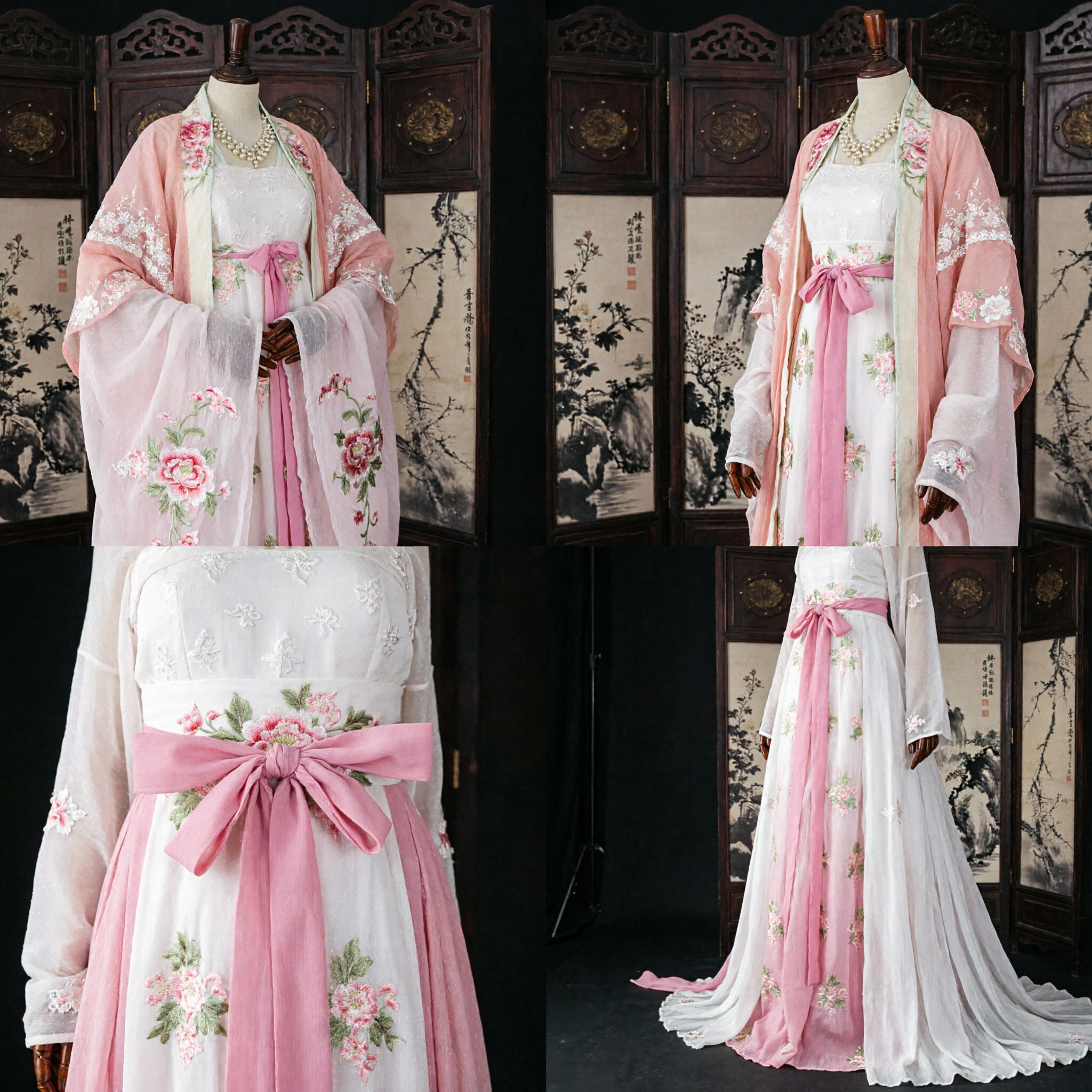 Costume traditionnel chinois Hanfu élégant rose, broderie florale, robe ancienne de princesse pour femmes, cosplay - Asian Costume