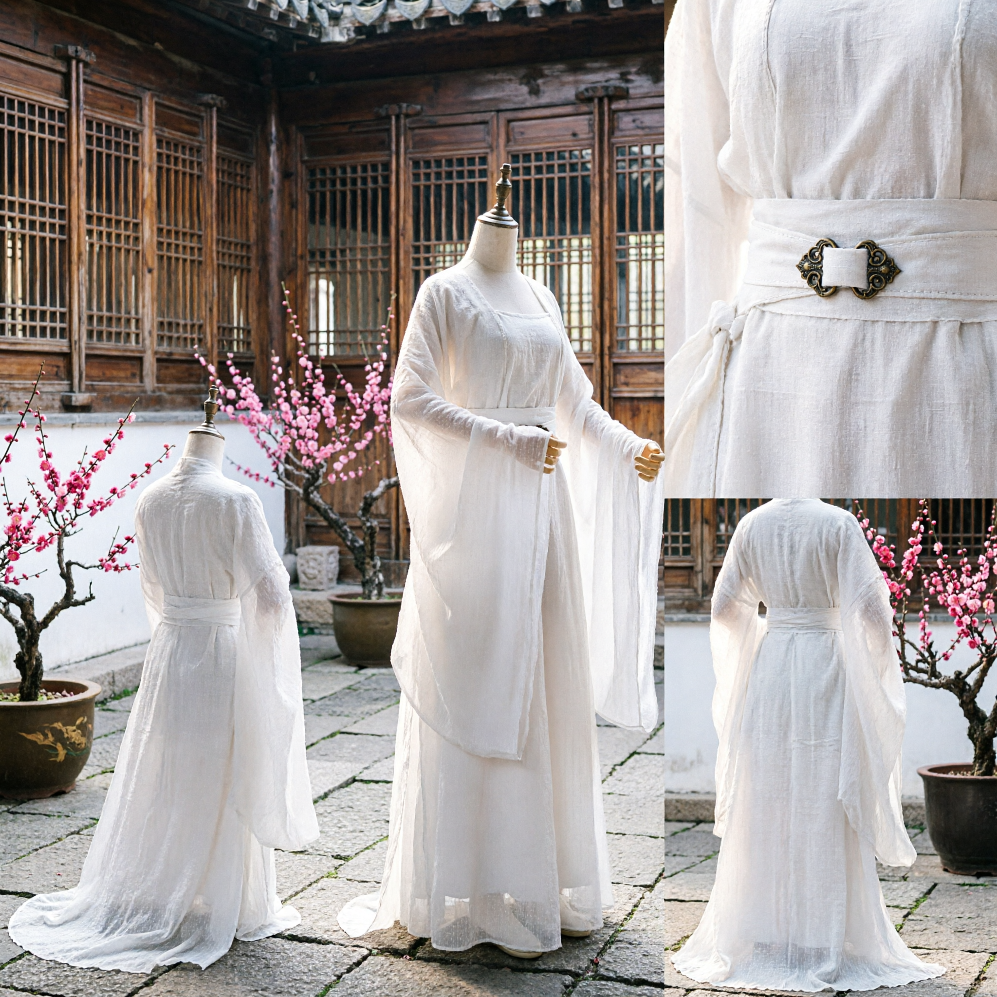 Traje Tradicional Chinês Hanfu Branco Túnica de Fada Antiga para Mulheres Cosplay Performance de Dança - Asian Costume