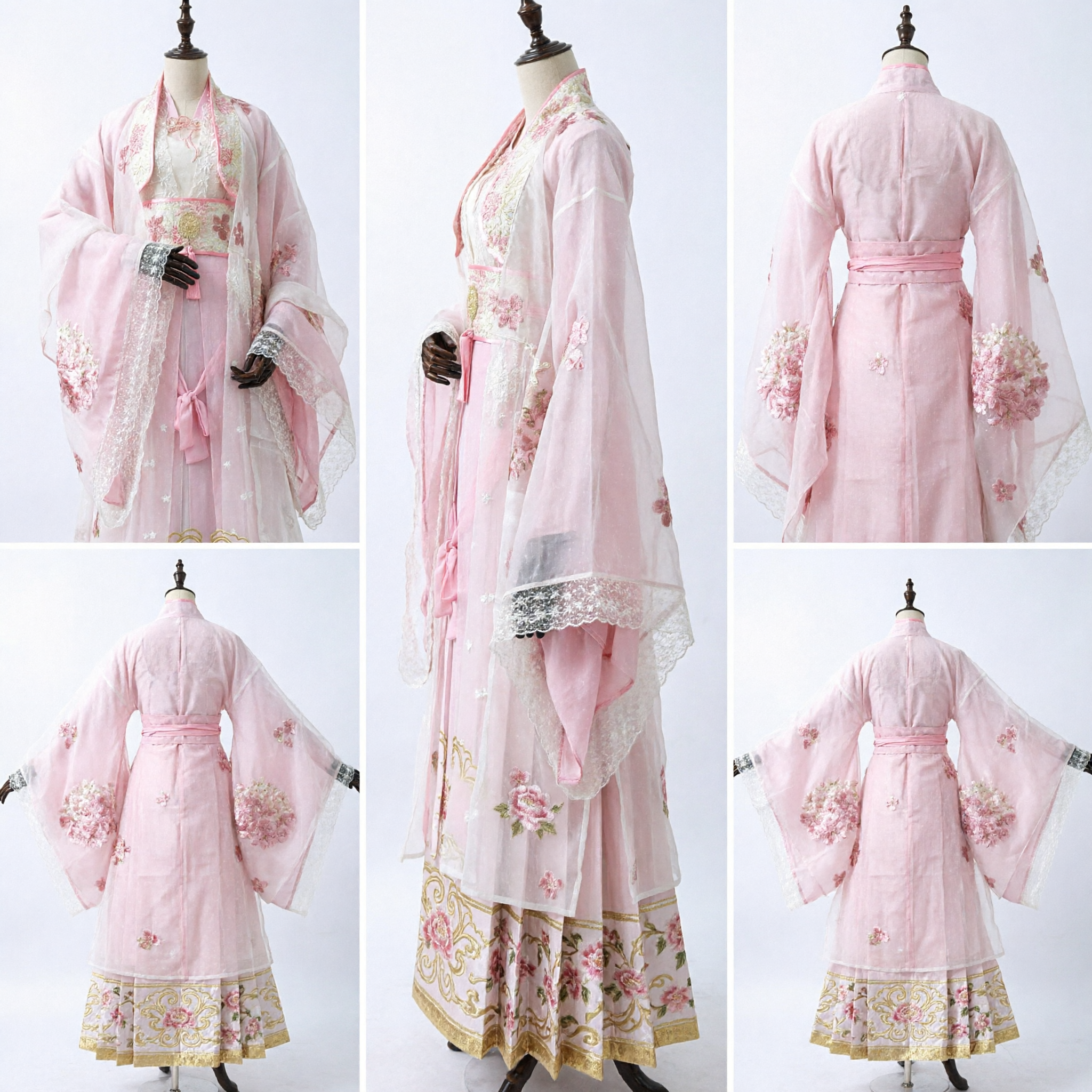 Elegante Vestido Hanfu Rosa Tradicional Chino Bordado Floral Traje Antiguo para Mujer Actuación Cosplay - Asian Costume