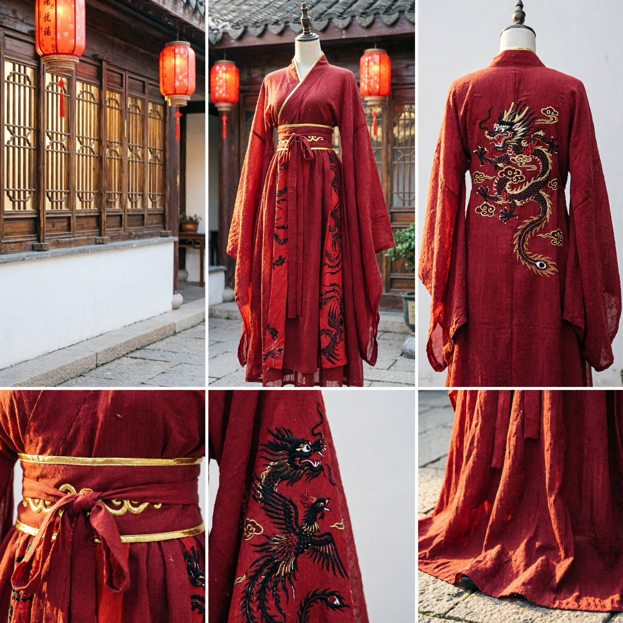 Robe Hanfu rouge traditionnelle chinoise pour femmes costume de princesse ancienne dynastie Tang broderie phénix tenue de spectacle - Asian Costume
