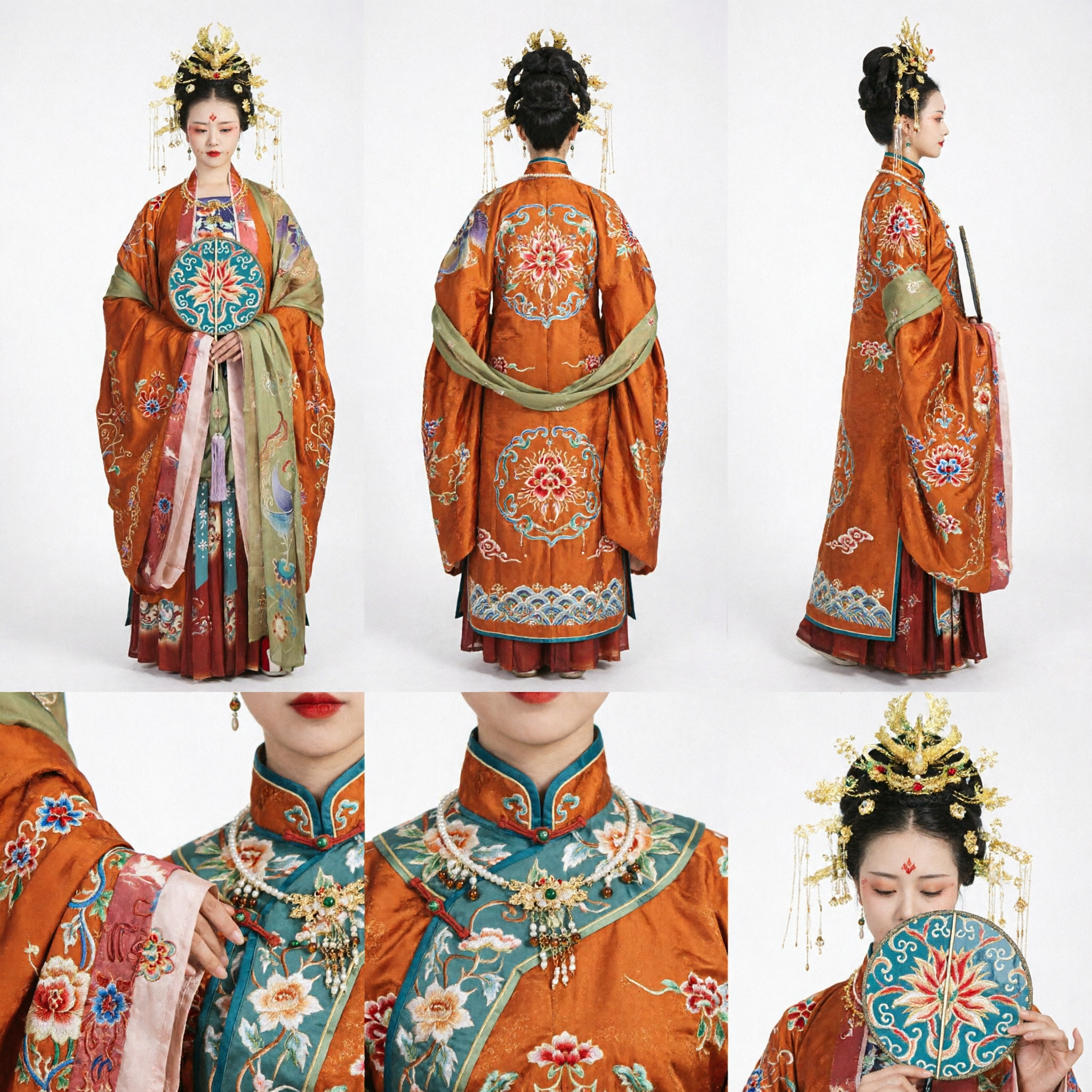 Traje Tradicional Chinês Hanfu da Dinastia Tang para Mulheres, Conjunto de Robe Bordado da Dama do Palácio Antigo - Asian Costume