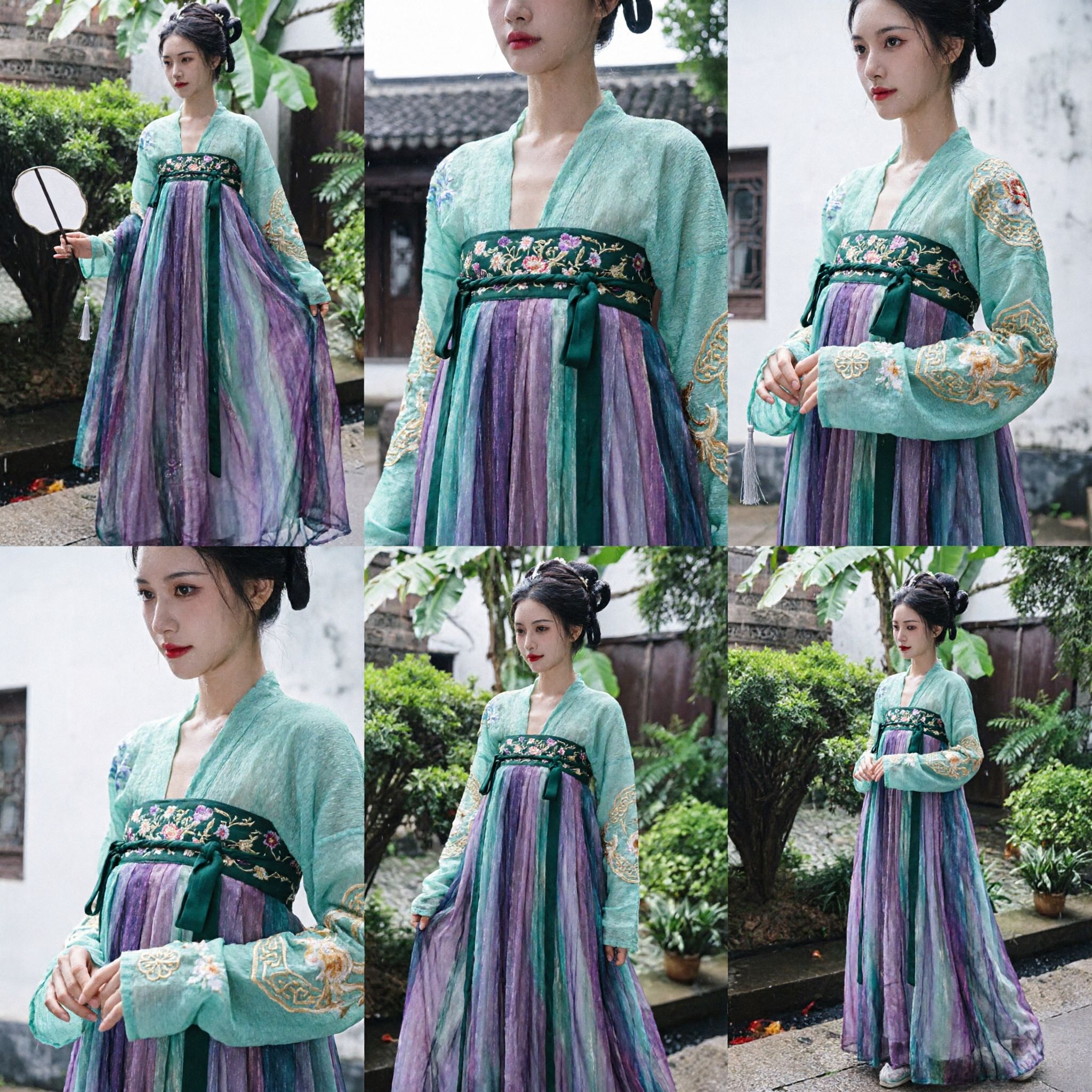 Abito Ruqun della Dinastia Tang Hanfu Cinese Tradizionale per Donne, Costume da Fata in Gradiente Viola e Verde - Asian Costume