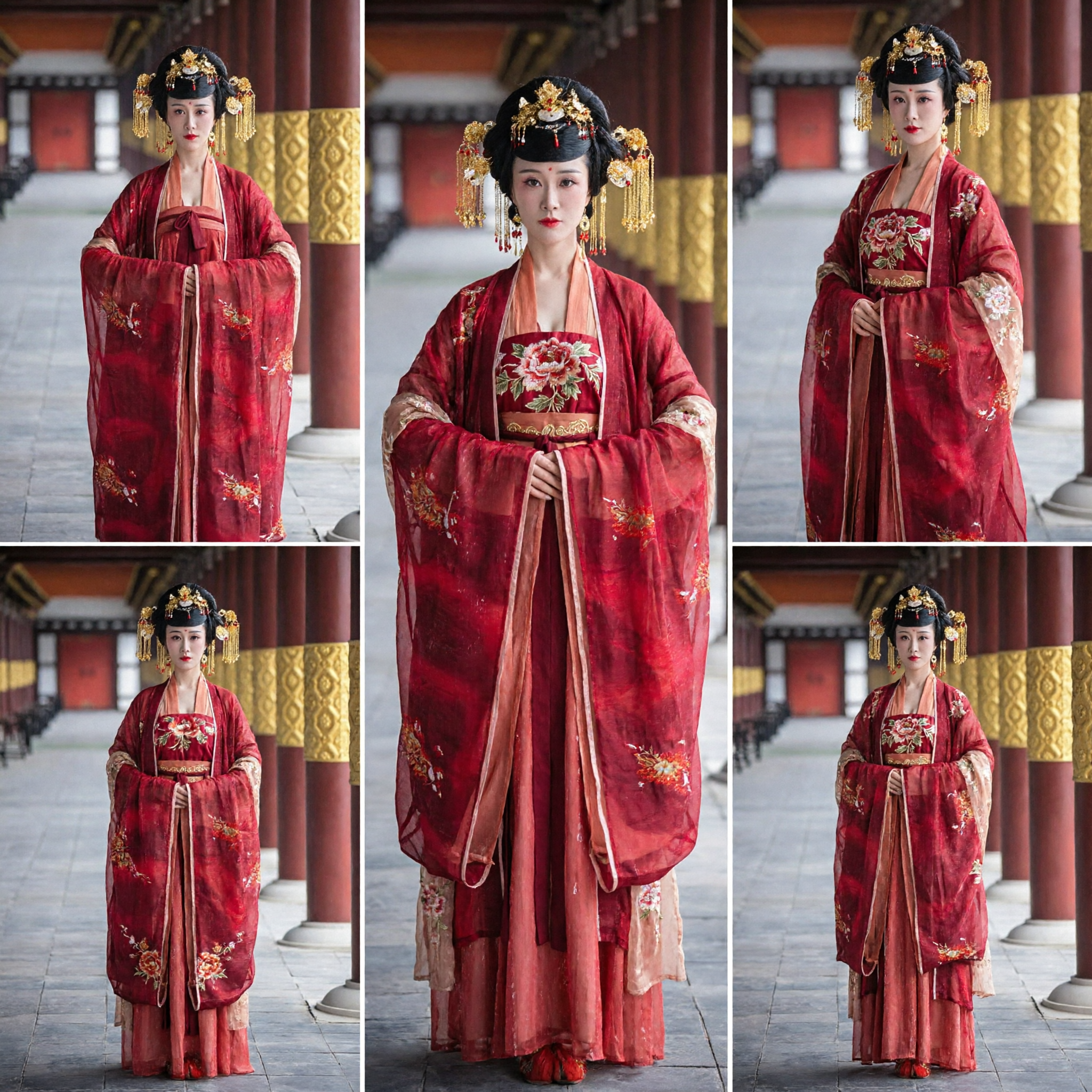 Traje de Princesa de la Dinastía Tang Hanfu Tradicional Chino, Vestido Rojo Antiguo de Dama de Palacio para Mujer, para Cosplay Histórico - Asian Costume