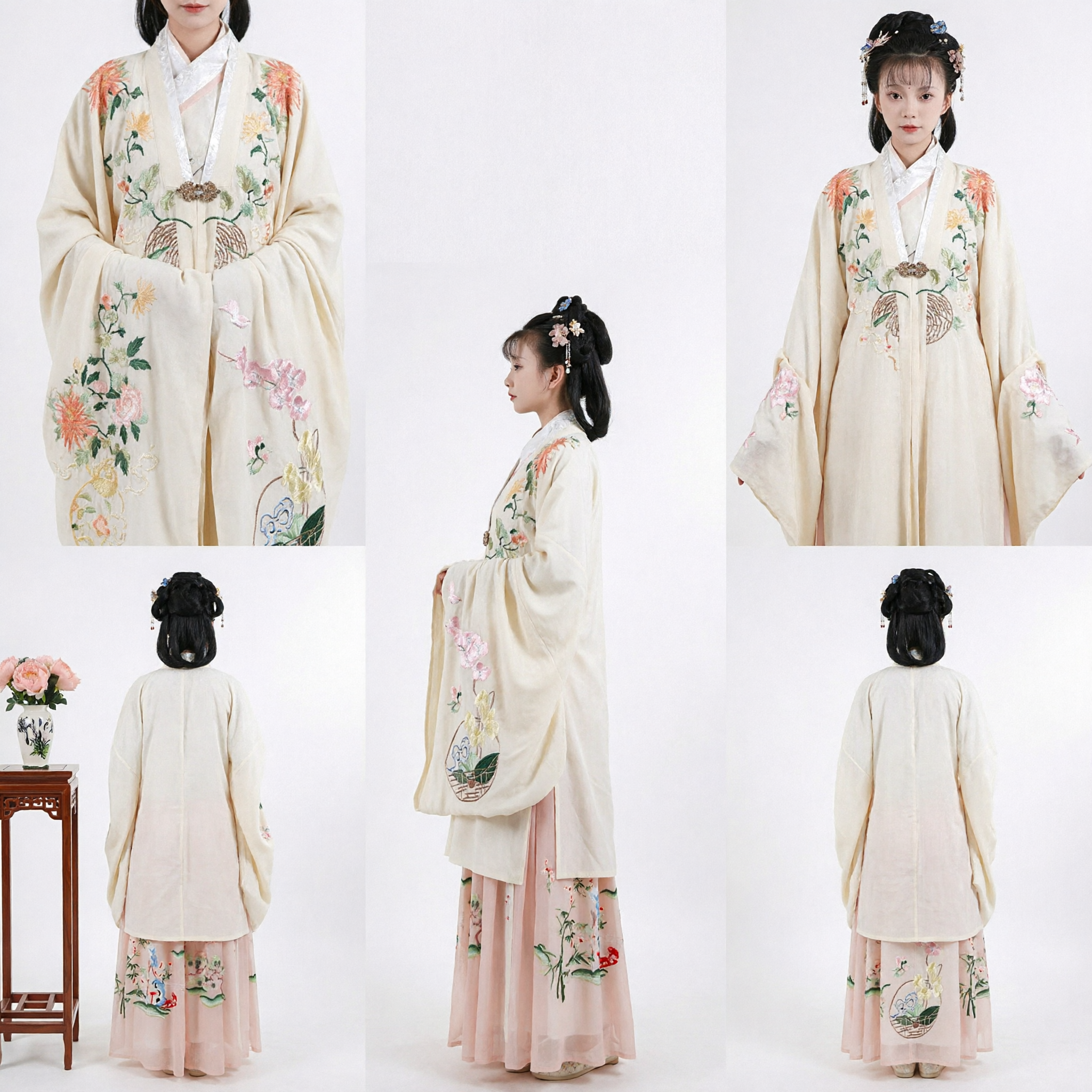 Robe Hanfu chinoise traditionnelle pour femmes - Style dynastie Ming - Ensemble brodé floral haut et jupe - Asian Costume