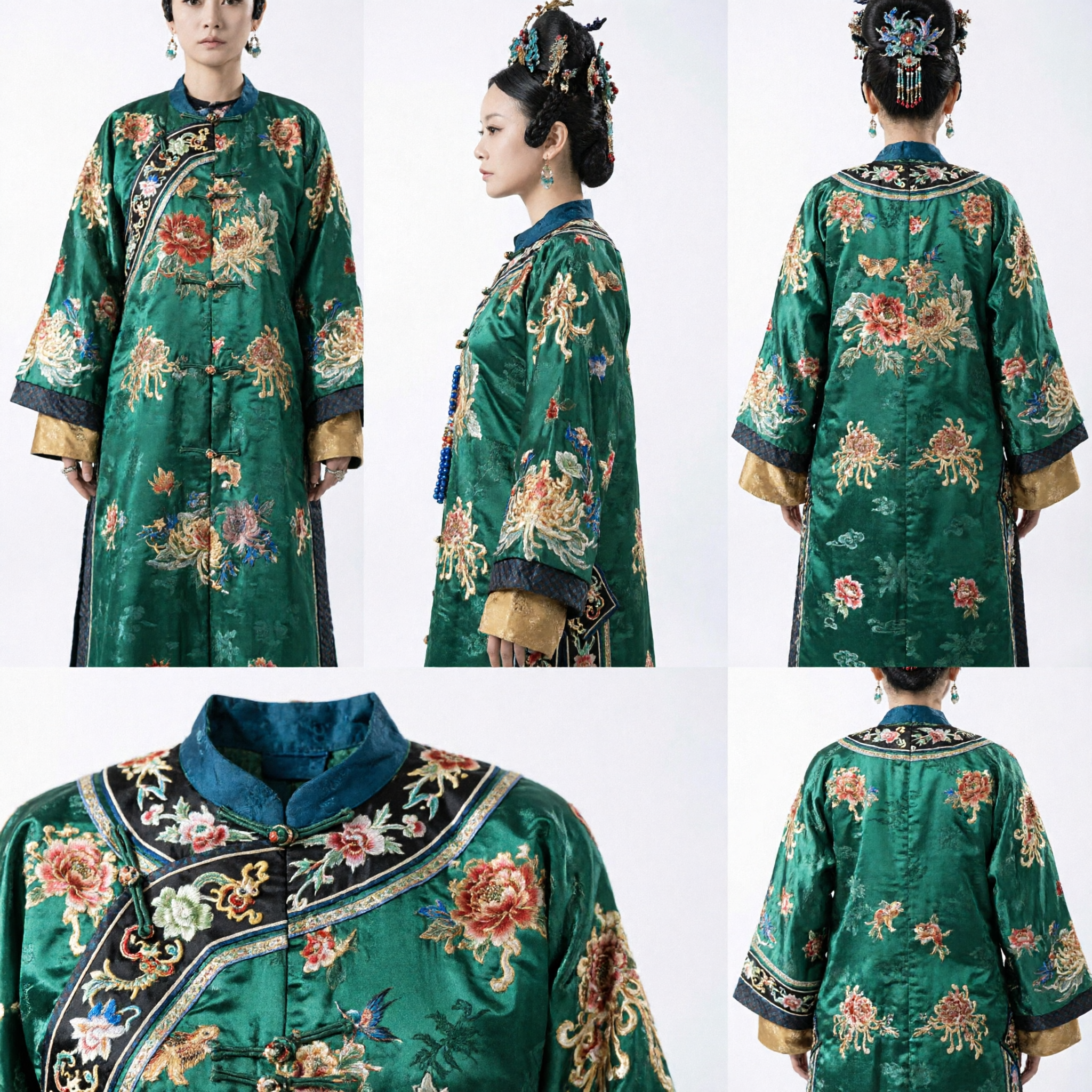 Robe Pifeng Bordado Verde Feminino da Antiga China, Traje Hanfu de Princesa do Palácio da Dinastia Ming - Asian Costume