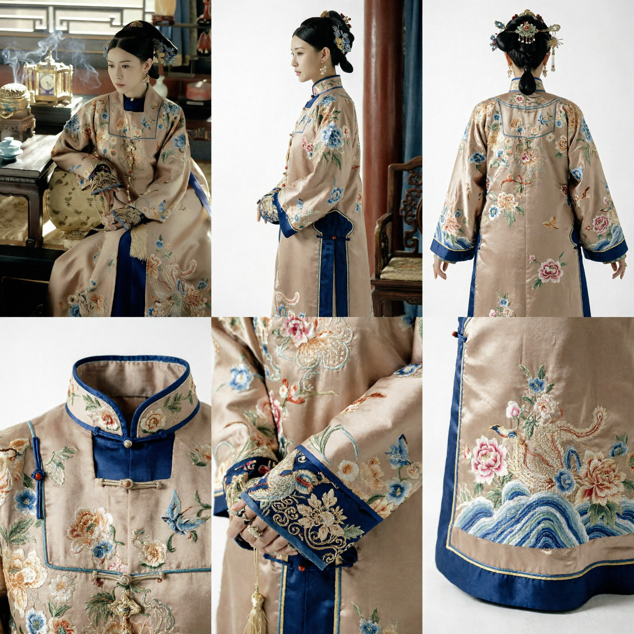 중국 전통 청나라 만주 황후 자수 로브 고대 궁녀 의상 여성용 - Asian Costume