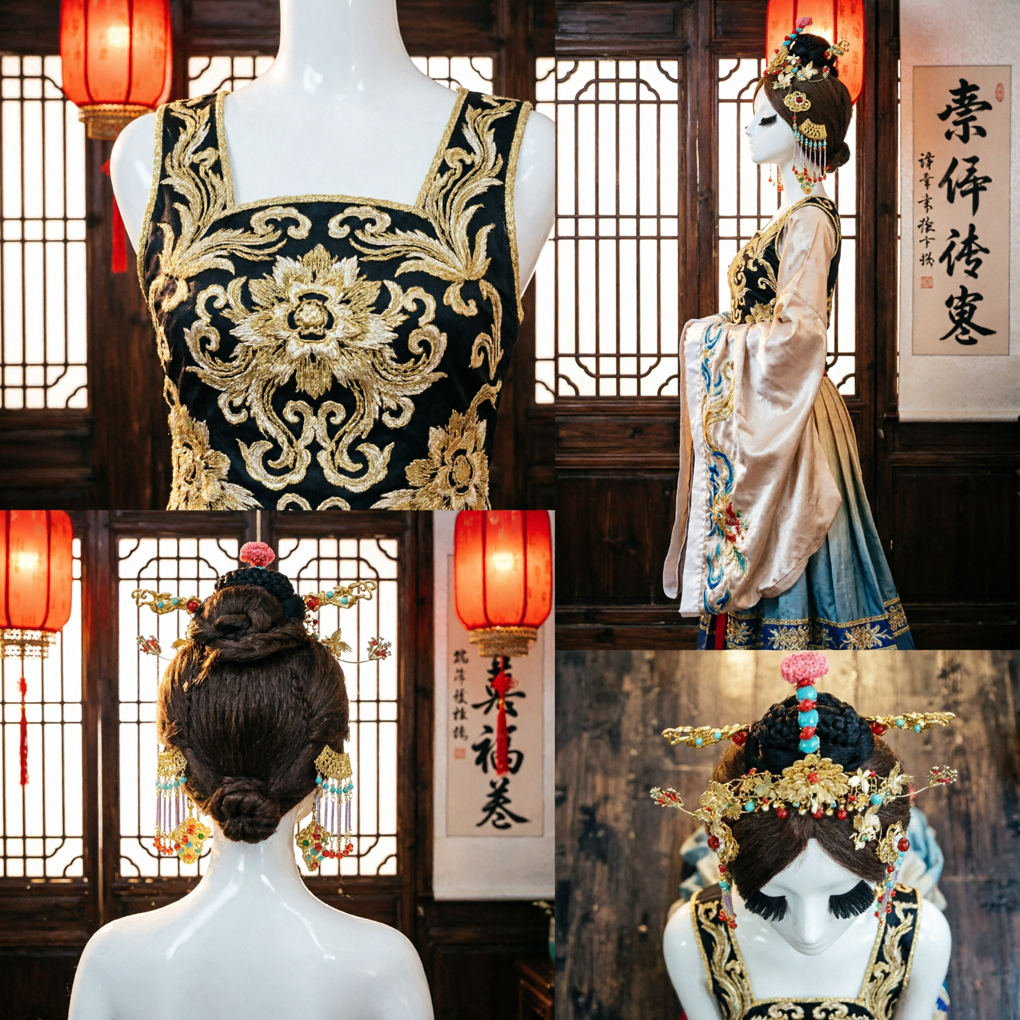 Exquisiet Traditioneel Chinese Hanfu Haaraccessoires Oud Goud Feniks Haarspeld Set Bruiloft Bruids Hoofdtooi voor Vrouwen - Asian Costume