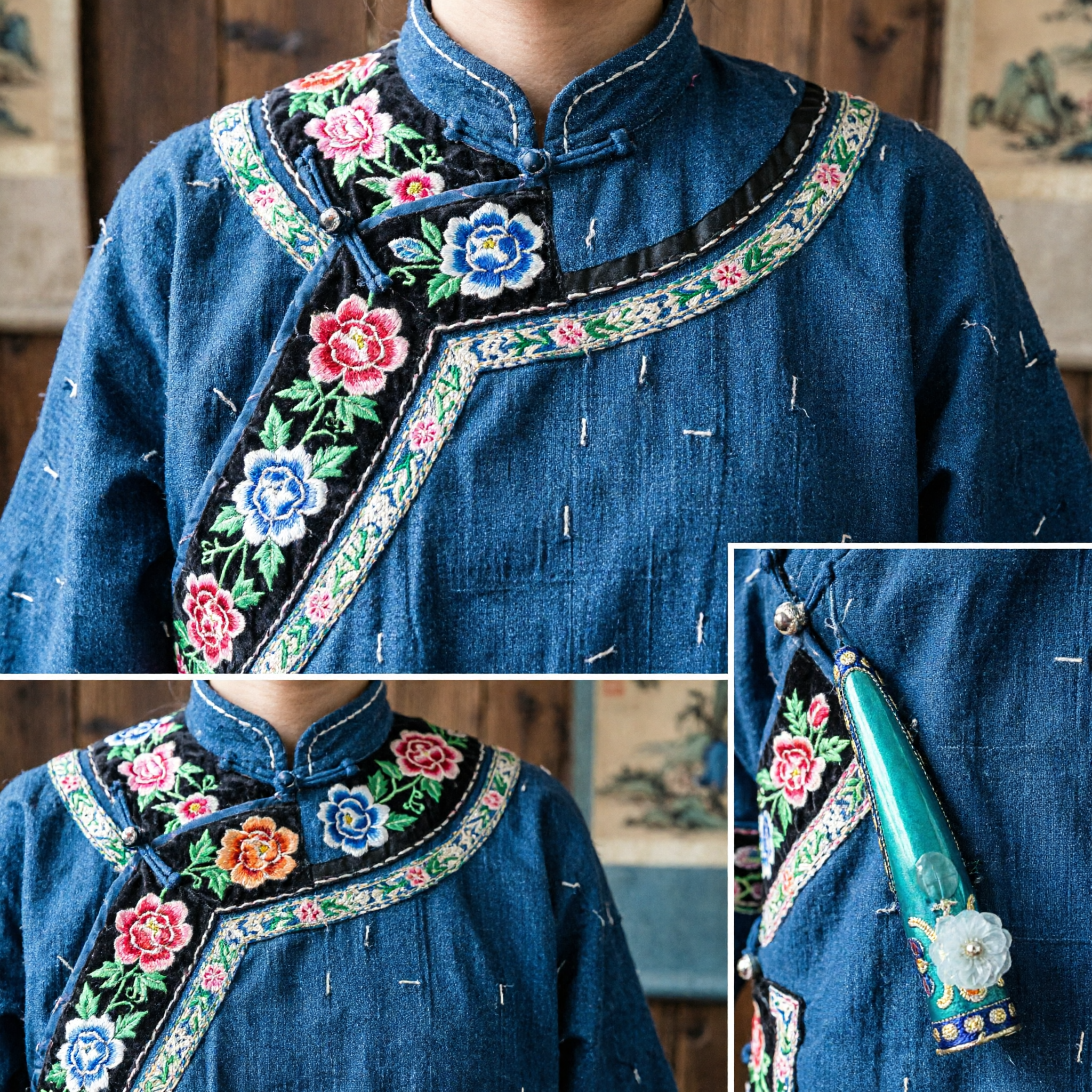 Épingle à Cheveux Chinoise Exquise Vert Sarcelle pour Femmes avec Accents Dorés et Fleur de Jade Blanc, Accessoire Hanfu - Asian Costume