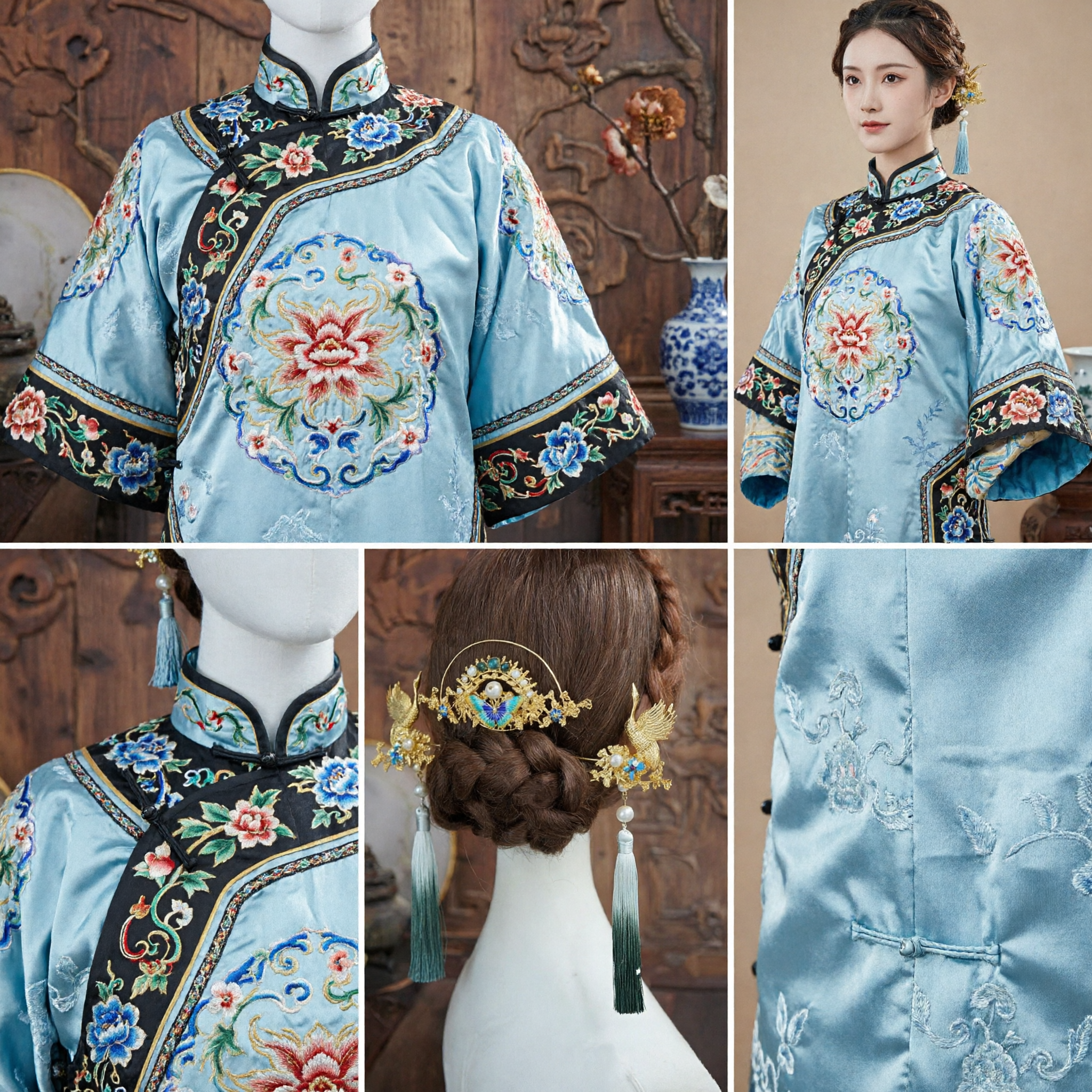 Accessoires capillaires Hanfu chinois exquis Épingle à cheveux Papillon Grue dorée avec franges de perles pour mariage - Asian Costume