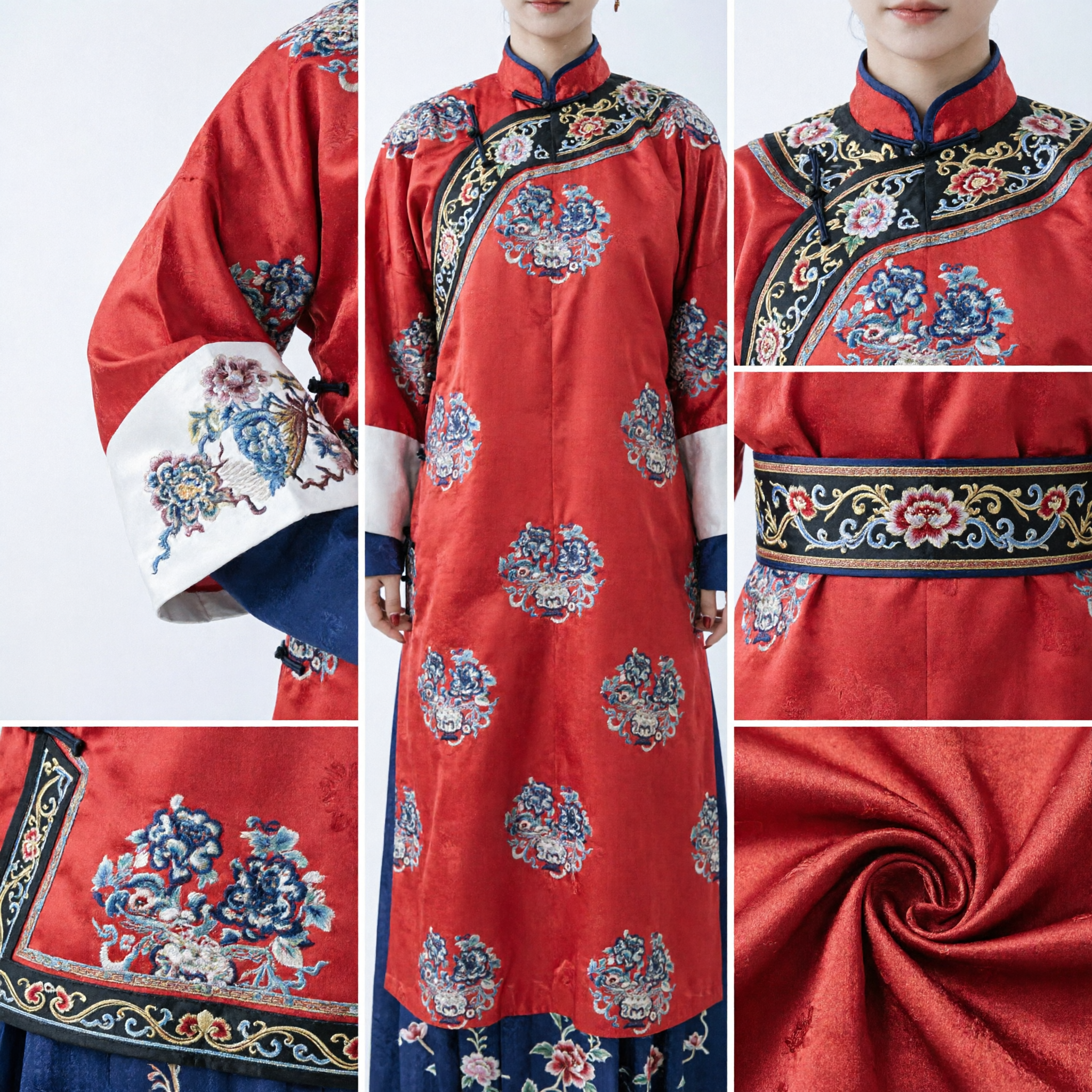 Traje Chino Tradicional de la Dinastía Qing Túnica Roja Manchú Antigua Túnica Bordada de Mujer Noble para Cosplay de Mujeres - Asian Costume
