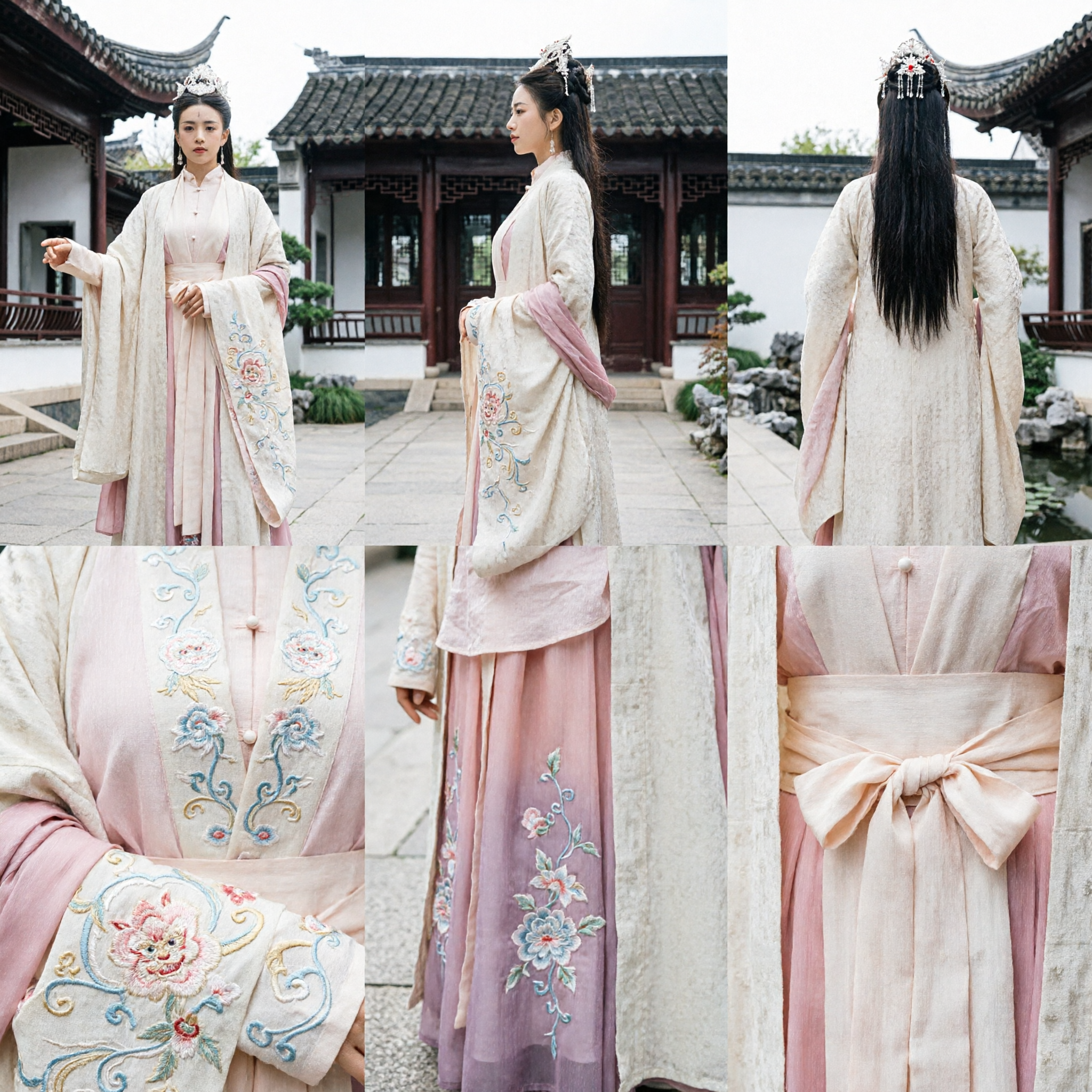 Elegante costume Hanfu tradizionale cinese bianco e rosa, antico abito da fata per cosplay femminile - Asian Costume