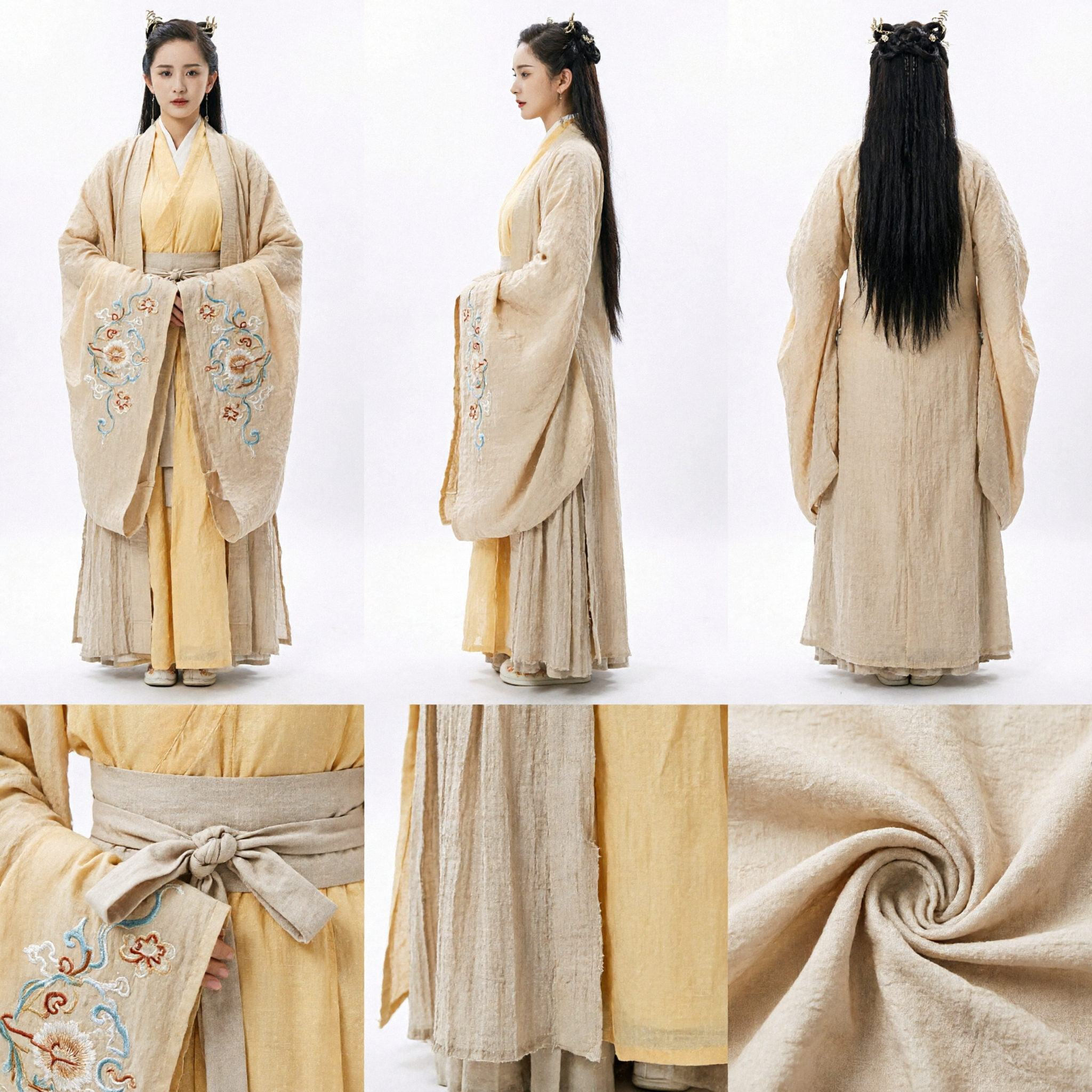 Antikes chinesisches Streitende-Staaten-Kostüm, gelbes Hanfu-Kleid, historisches Drama-Cosplay-Outfit für Frauen - Asian Costume