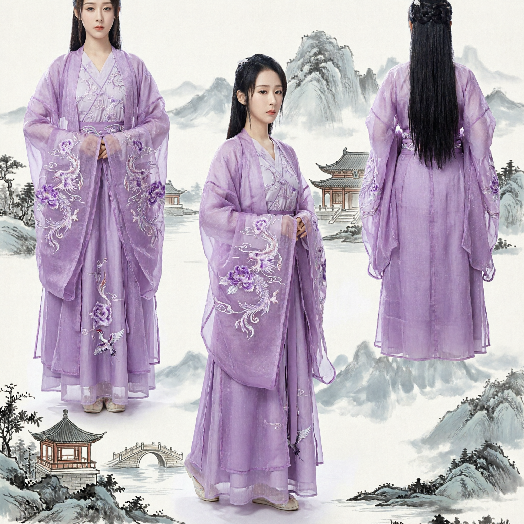 Elegant Purple Ancient Chinese Hanfu Dress Traditional Fairy Costume for Women Cosplay Performance Photography Outfit - Asian Costume