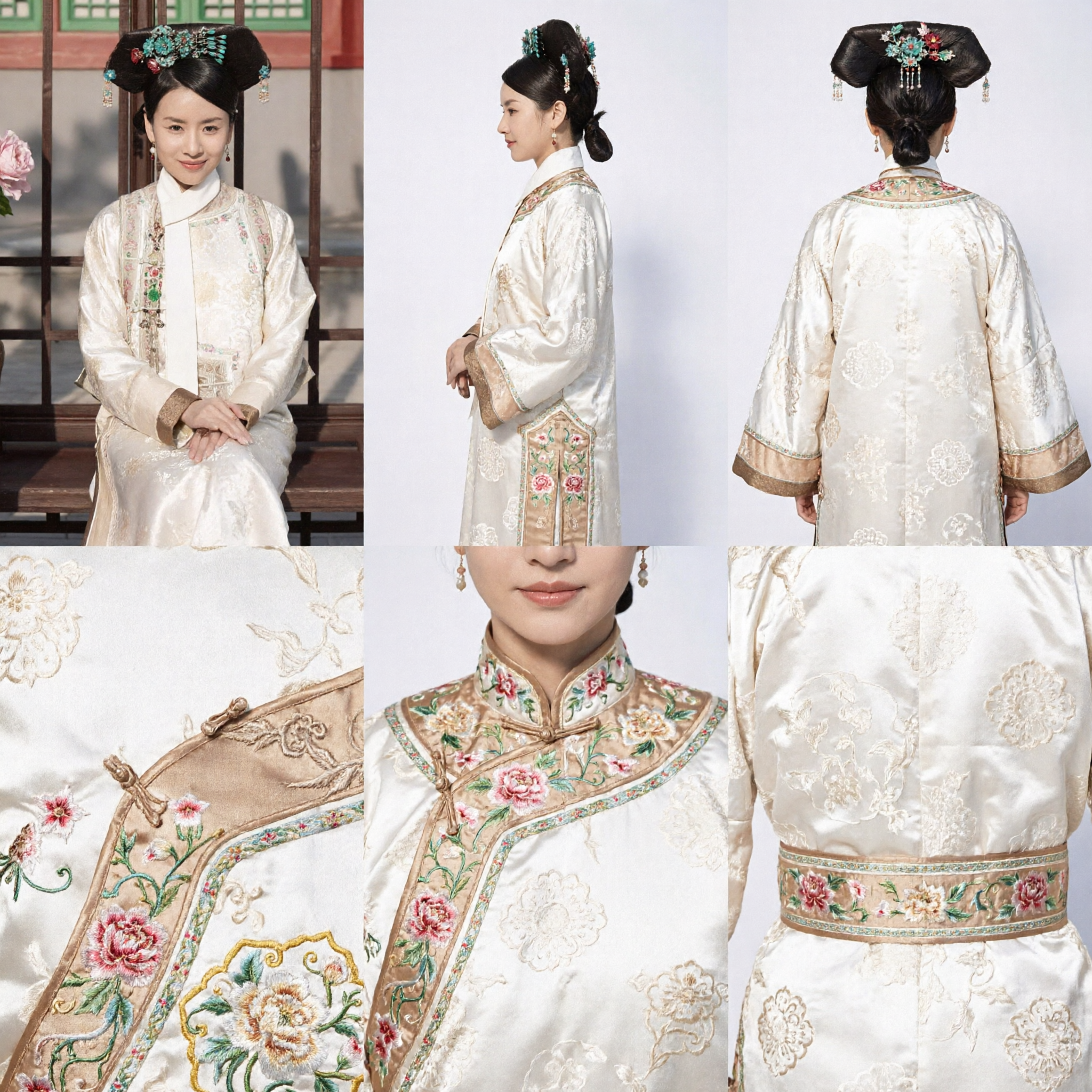 Traje Tradicional Chinês da Dinastia Qing, Robe Branco Bordado de Princesa Manchu, Vestido do Palácio Antigo para Mulheres - Asian Costume