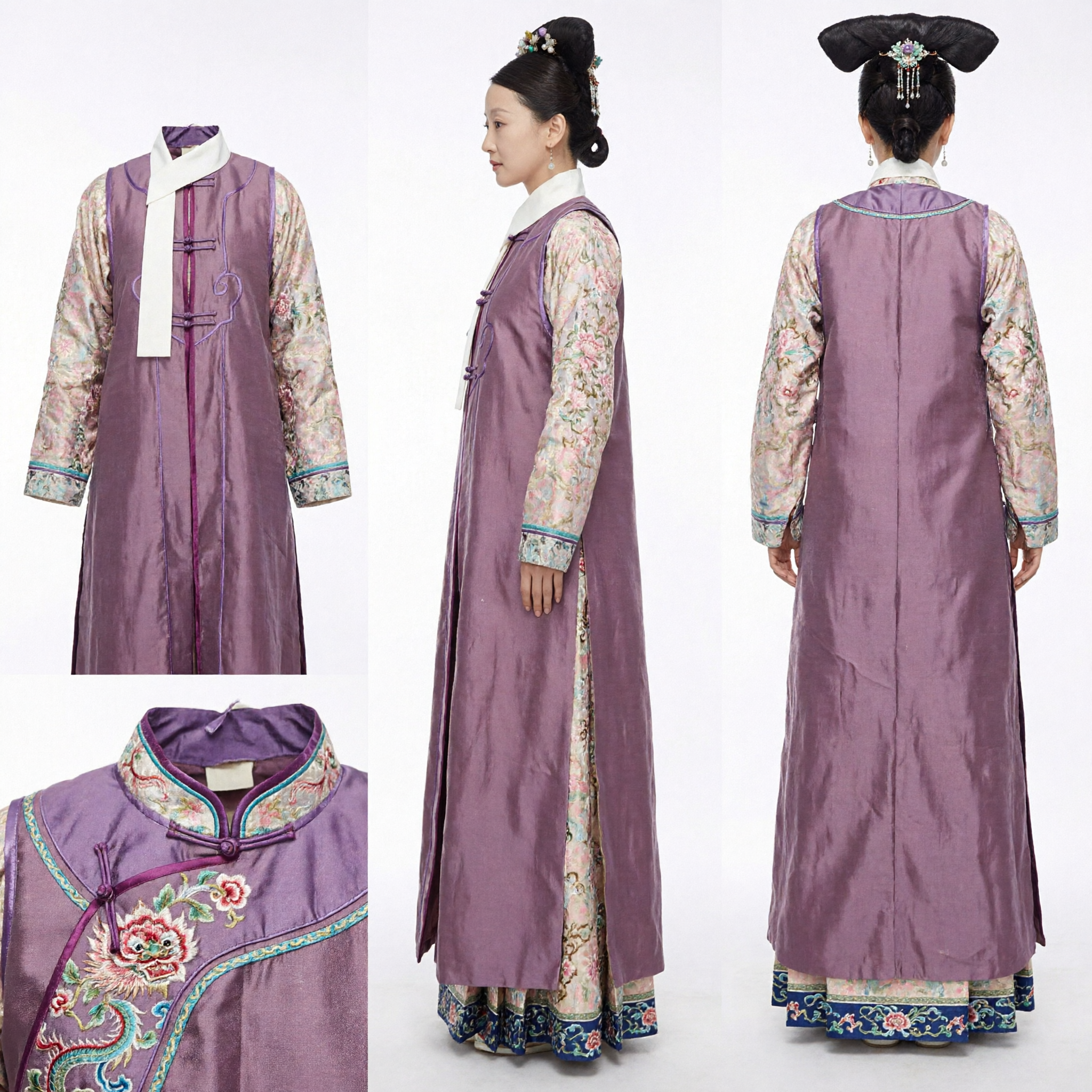 Traje tradicional de dama de palacio púrpura de la dinastía Qing china, vestido antiguo de concubina manchú para cosplay de mujeres - Asian Costume