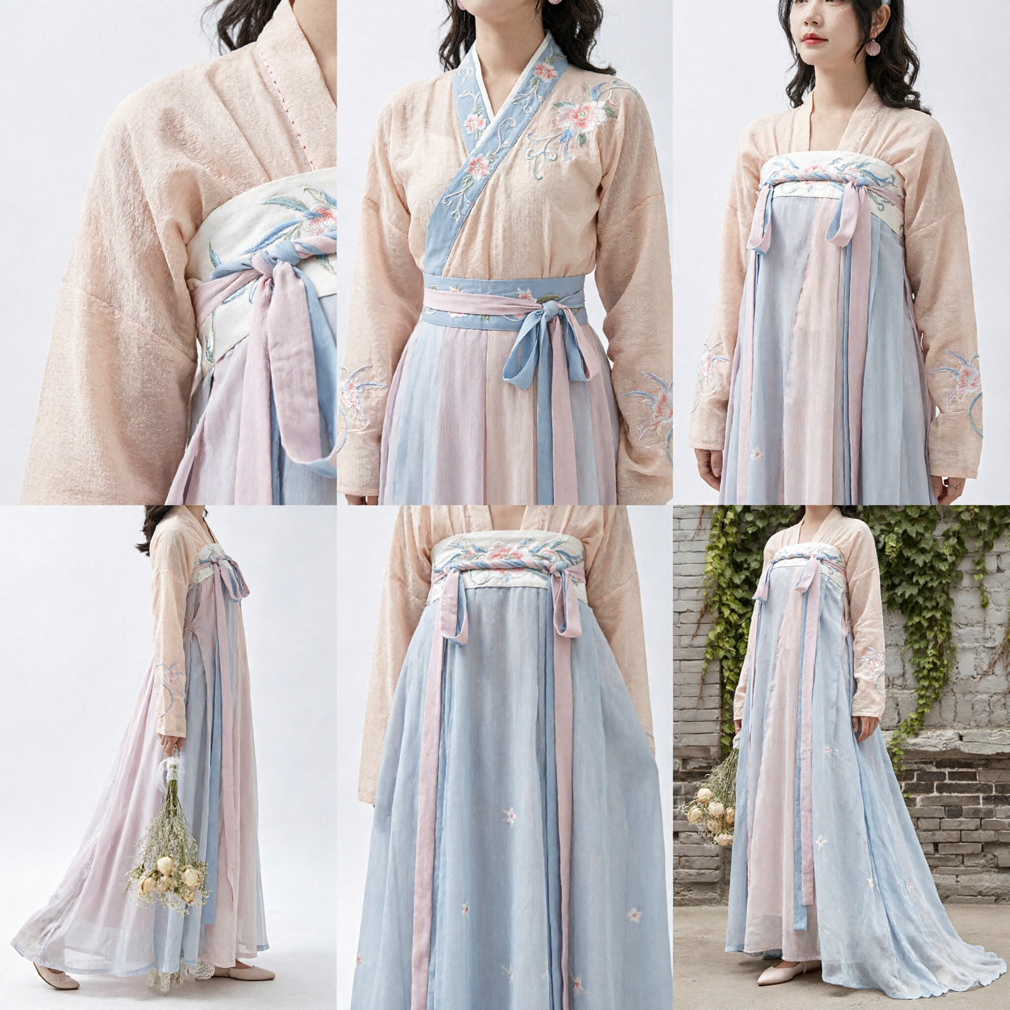 Elegantes rosa-blaues traditionelles Hanfu-Kleid als antikes Feenkostüm für besondere Anlässe - Asian Costume