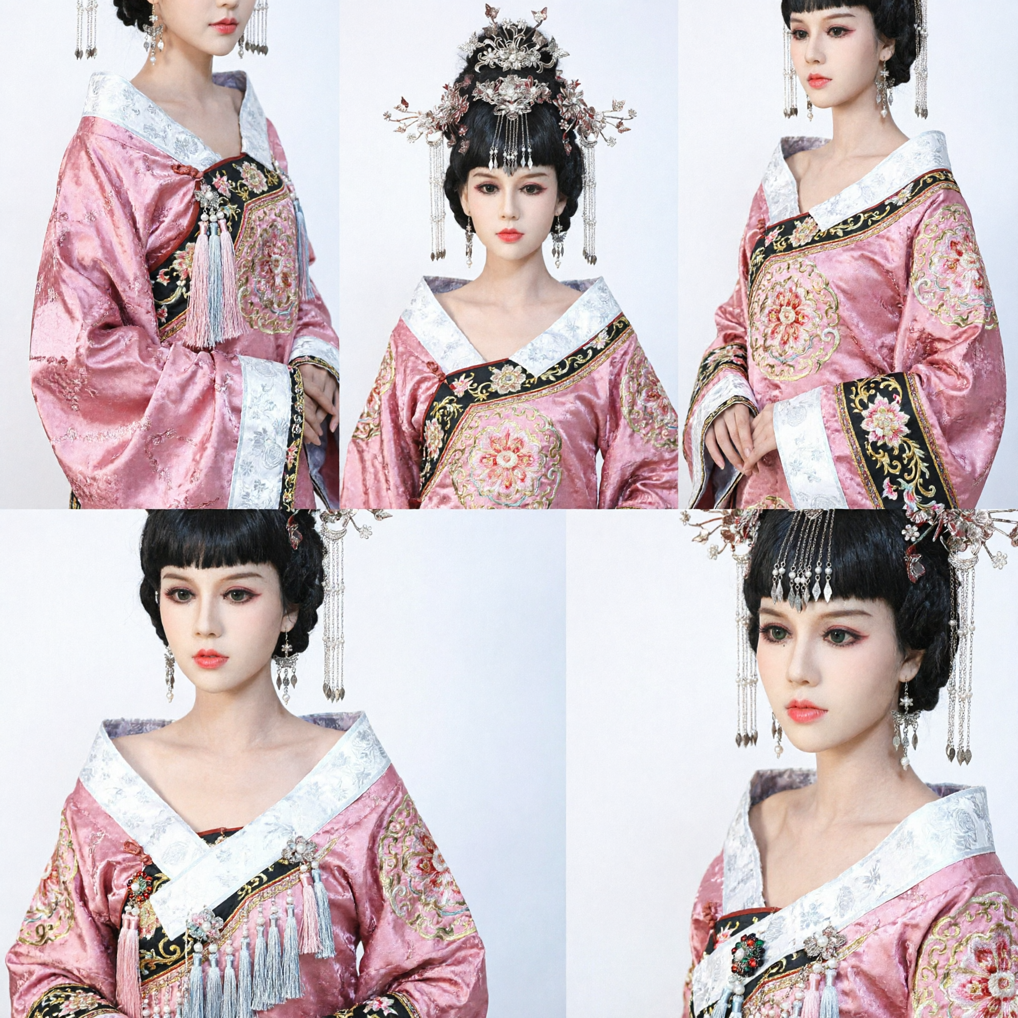 정교한 고대 중국 한푸 머리 장신구 은 관식 왕관 술 장식 (전통 웨딩 신부용) - Asian Costume