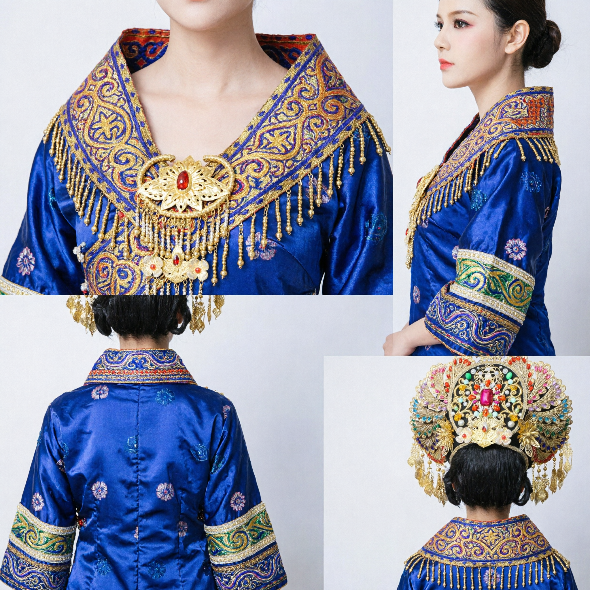 Adorno de Cabeça de Coroa de Fênix Tradicional Chinesa Exquisito, Peça de Cabeça Dourada de Filigrana com Gemas para Traje Hanfu de Casamento Antigo - Asian Costume