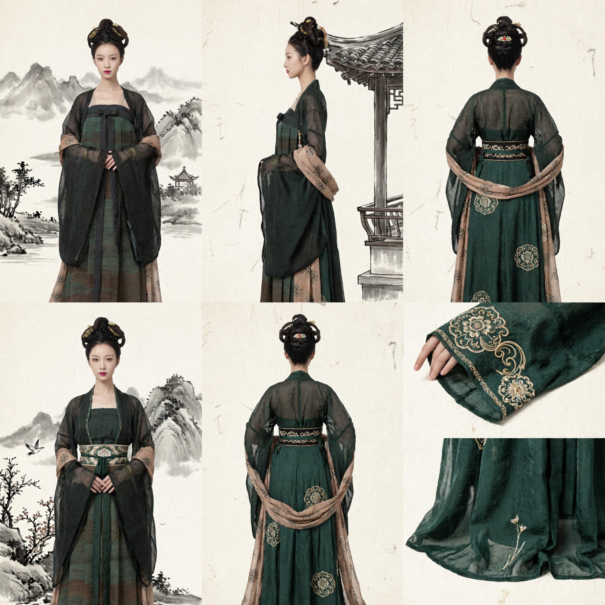 Traditional Chinese Tang Dynasty Hanfu Costume Palace Lady Ancient Green Ruqun Dress for Women Performance - Asian Costume