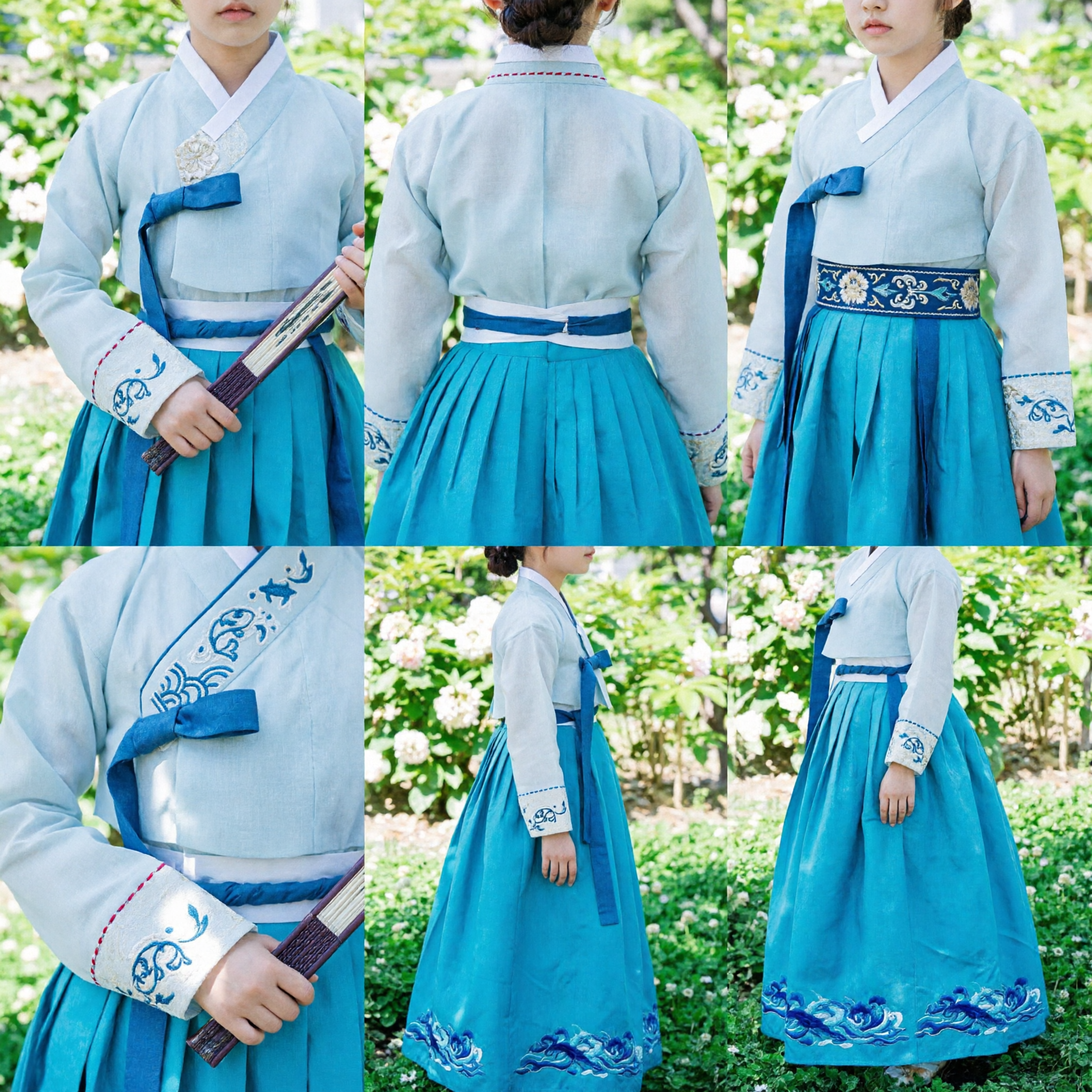 Traje Hanfu tradicional chino para niños, atuendo antiguo de erudito con bordado azul para niños y niñas, actuación cultural - Asian Costume