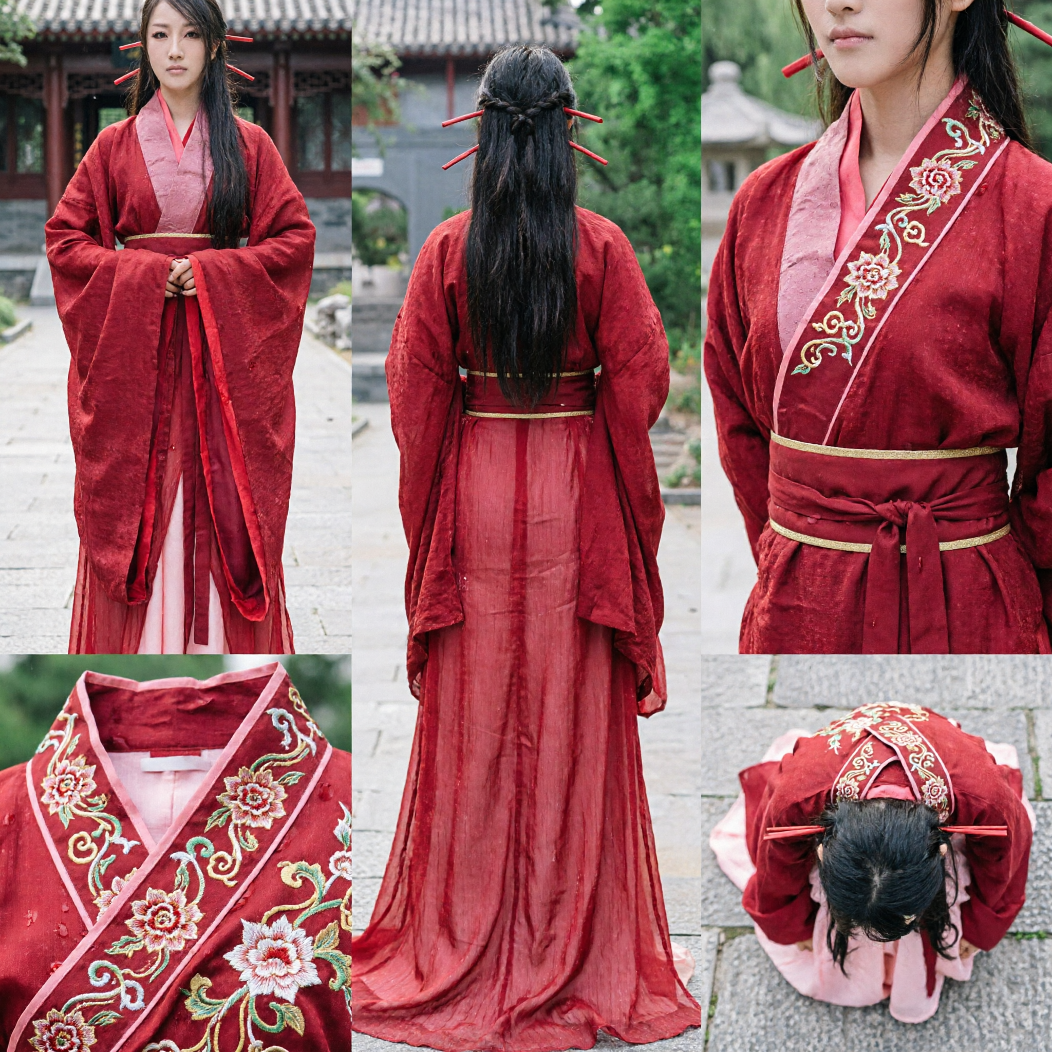 Oud Chinees Wuxia zwaardvechter rood gewaad Hanfu-kostuum traditioneel historische jurk voor vrouwen - Asian Costume