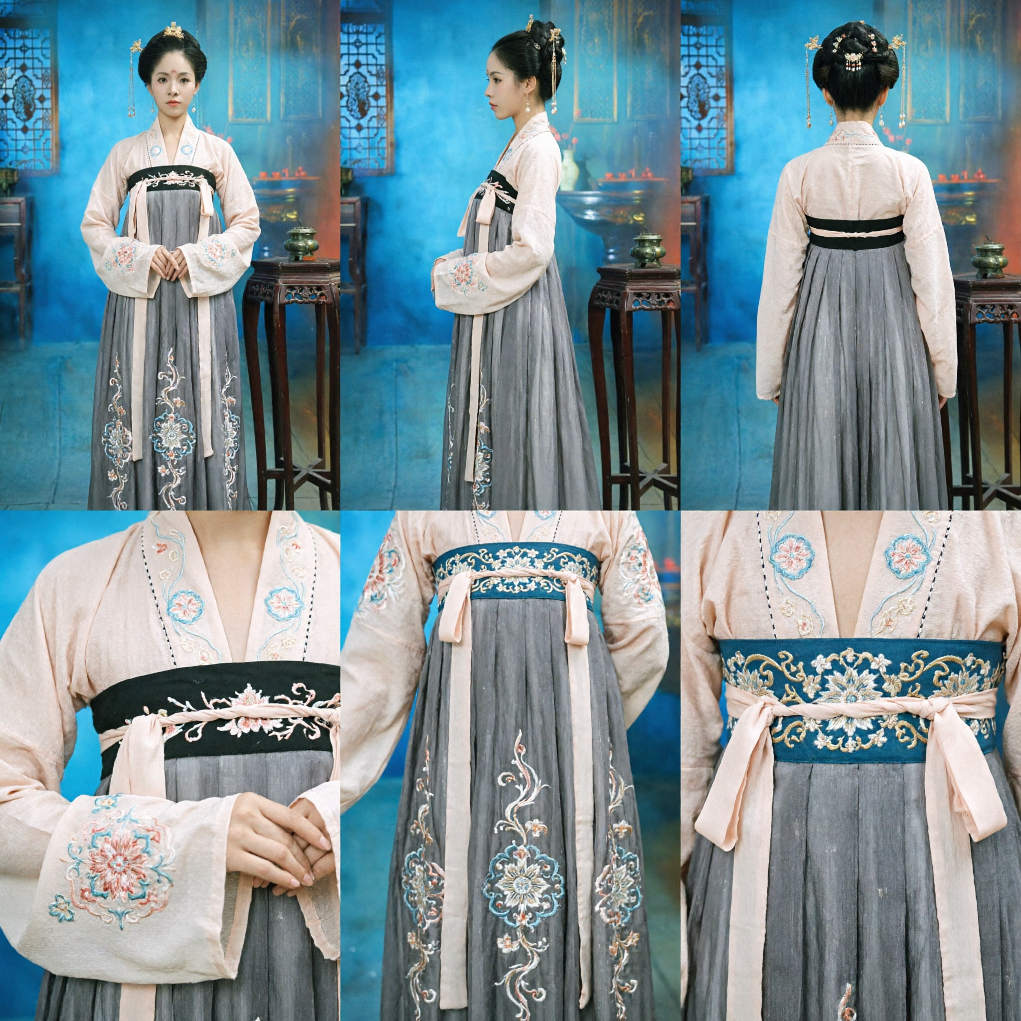 Costume traditionnel chinois Hanfu pour femmes, tenue ancienne de dame du palais, jupe grise Ruqun pour cosplay et photographie - Asian Costume