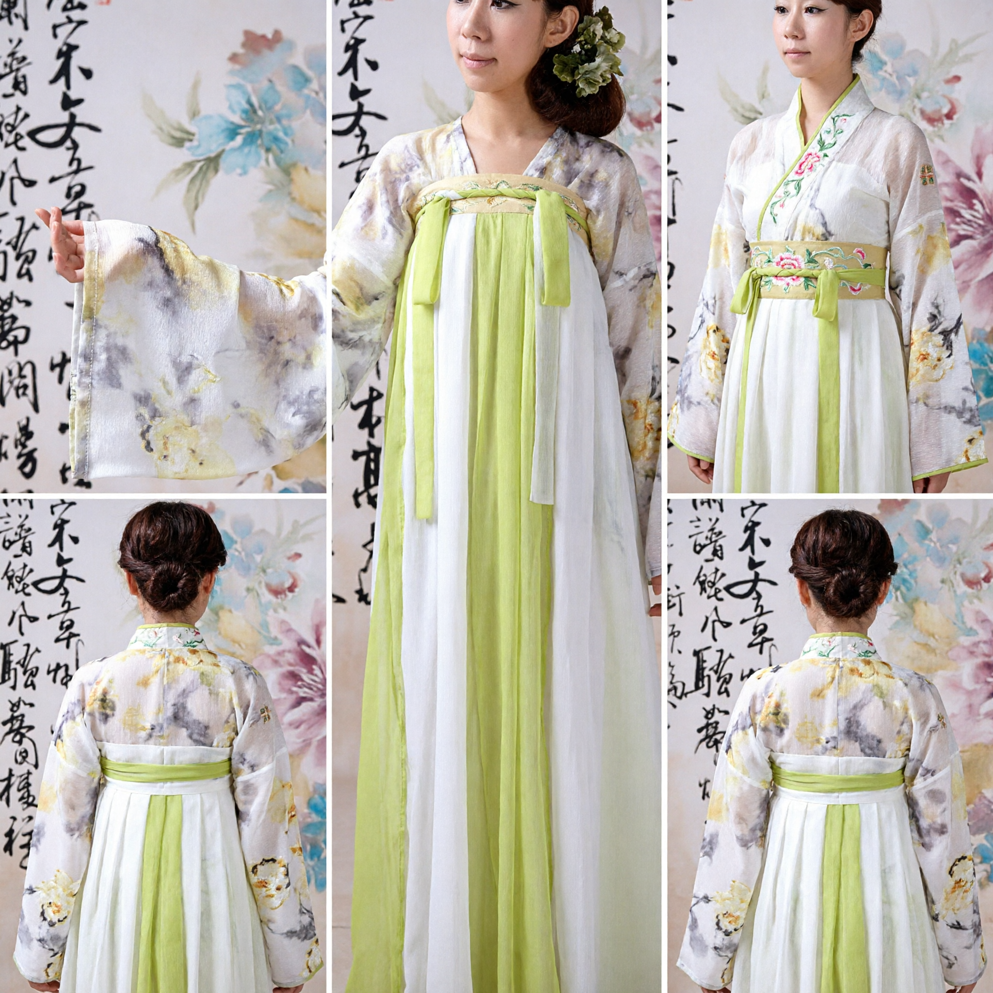 Hanfu da principessa della Dinastia Tang antica cinese, costume tradizionale verde e bianco per donne, esibizione sul palco - Asian Costume