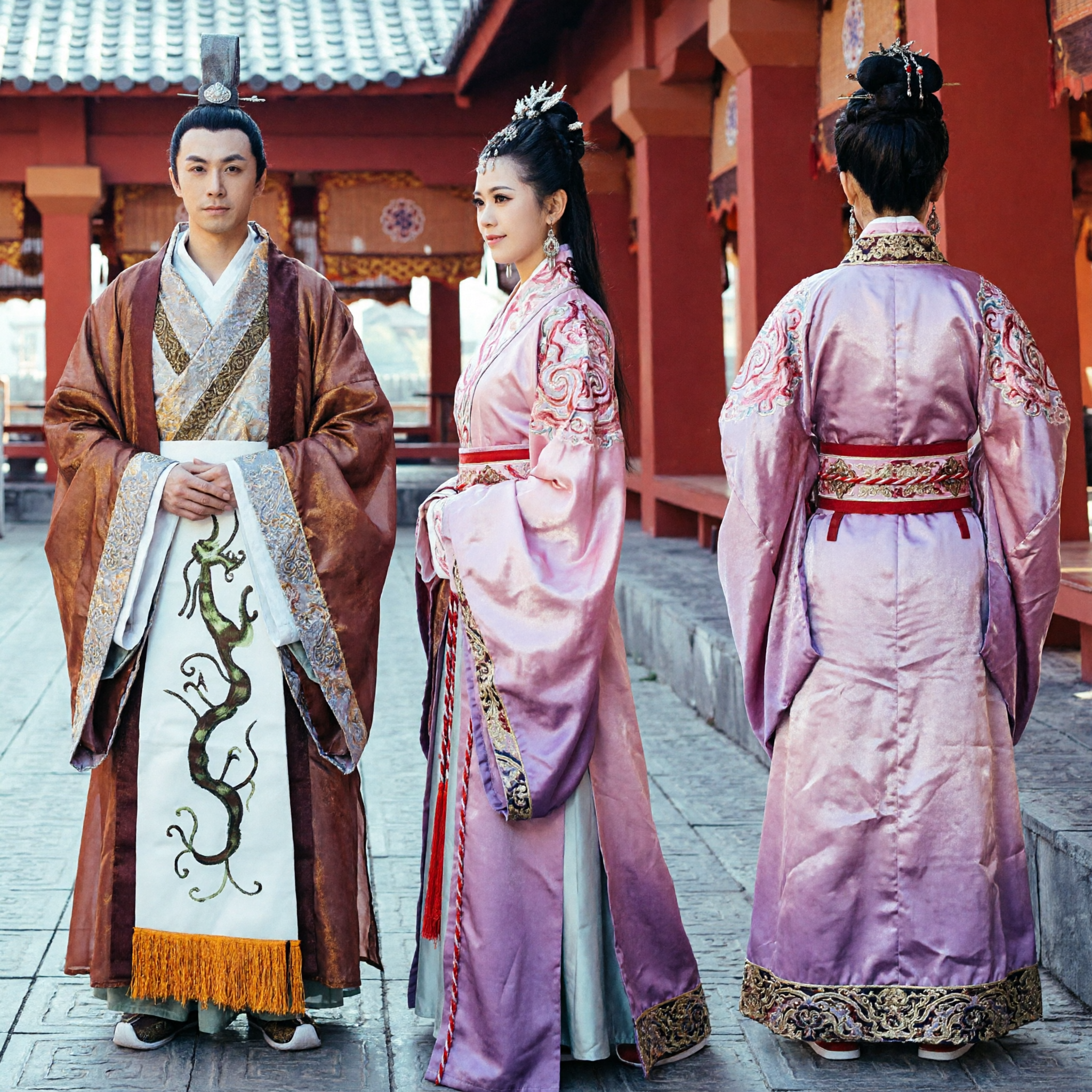 Elegante antike chinesische Hanfu Paar-Kostüme traditionelle historische Drama-Outfits für Männer und Frauen - Asian Costume